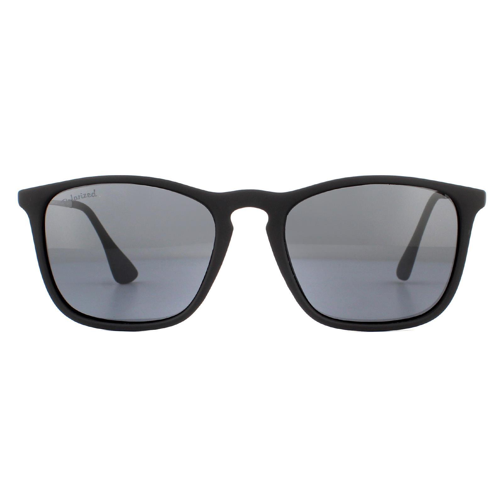 Montana Rectangle Unisex Black Rubbertouch Black Smoke Polarized Sunglasses