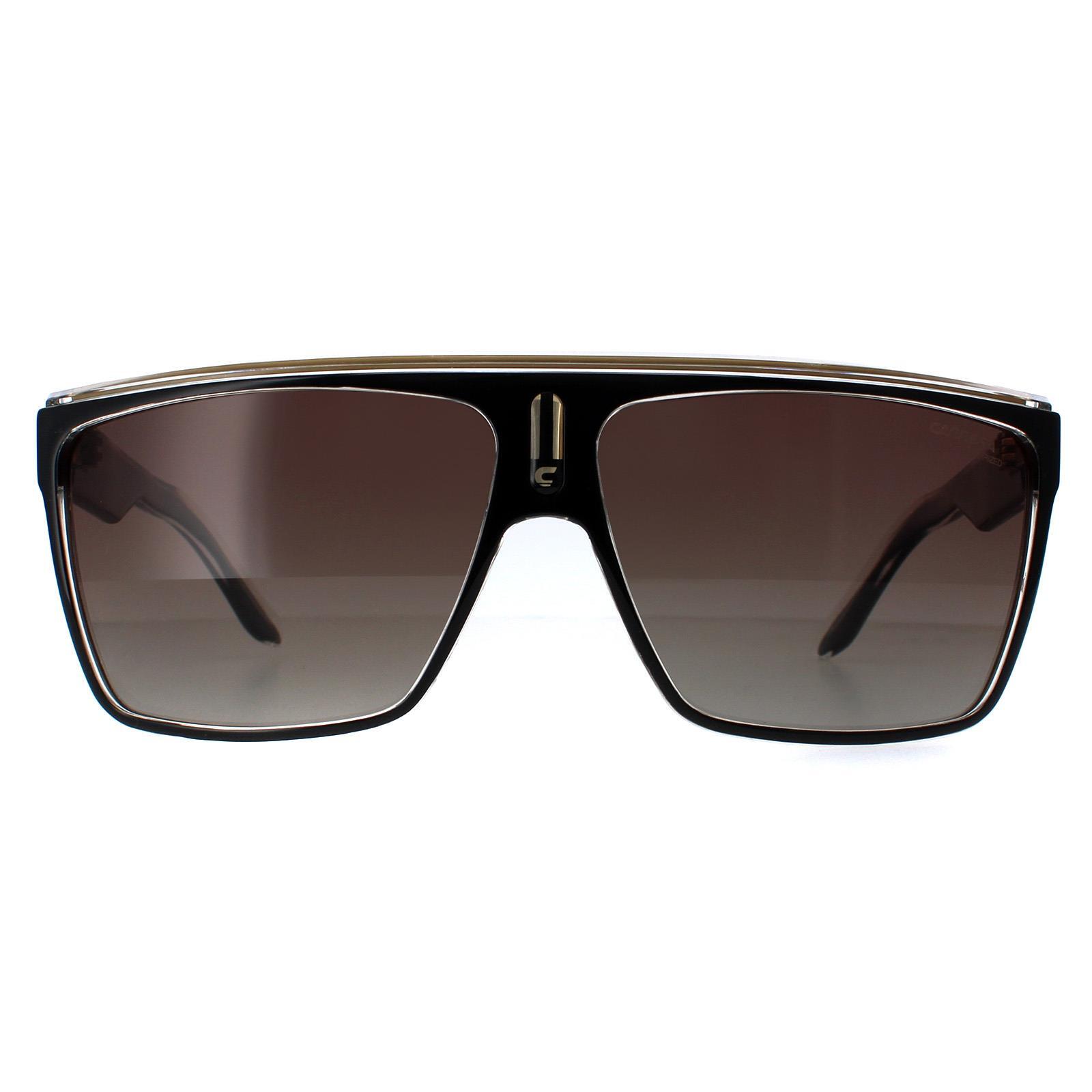 Carrera Shield Unisex Black Gold Brown Polarized Sunglasses