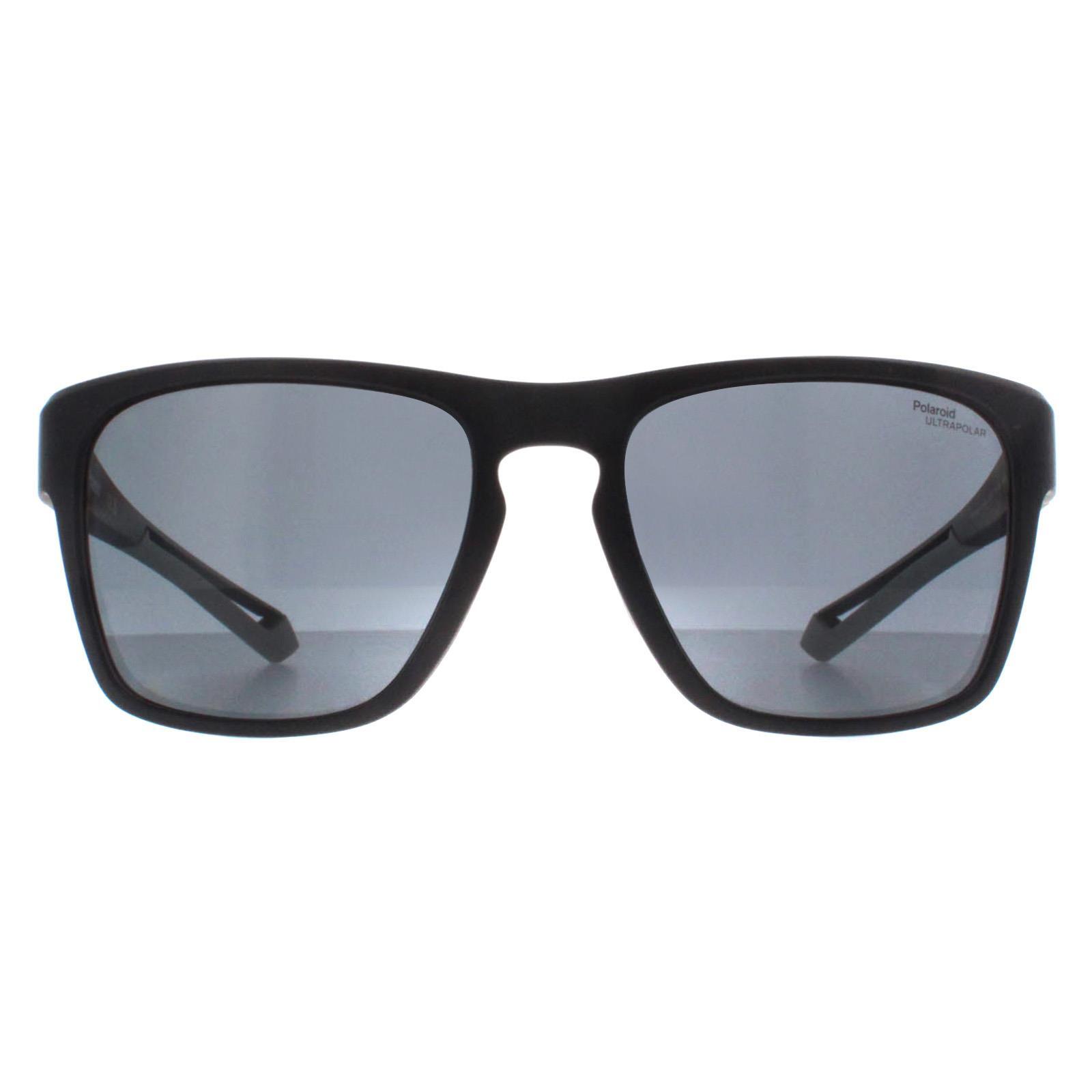Polaroid Rectangle Mens Matte Black Grey Polarized High Contrast PLD 7052/S