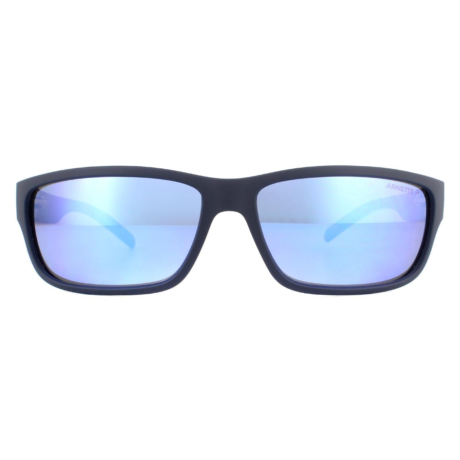 Arnette Wrap Mens Matte Blue Dark Grey Mirror Water Polarized Sunglasses