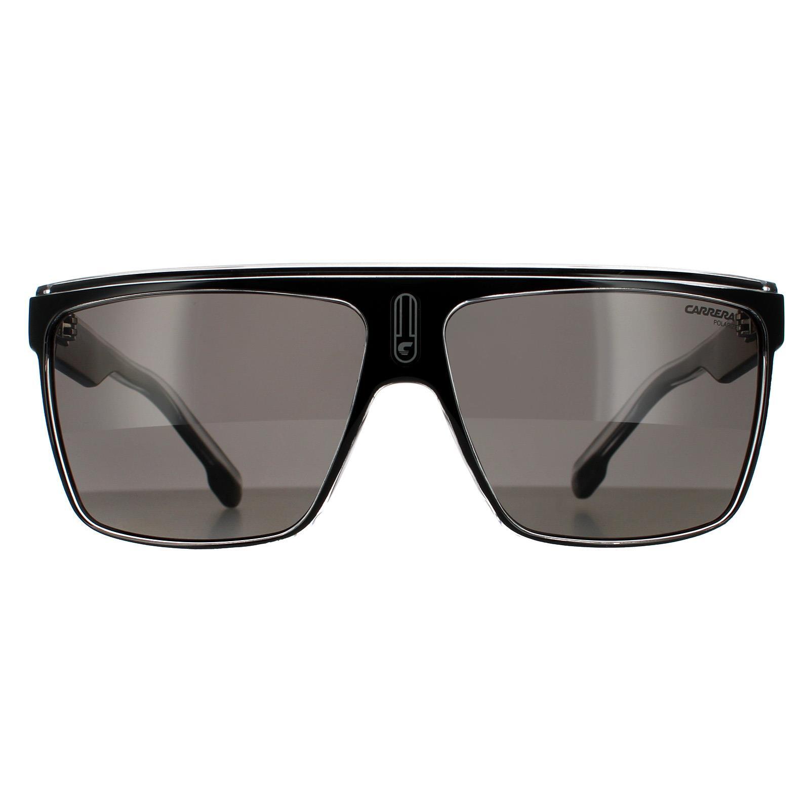 Carrera Shield Unisex Black Crystal Grey Polarized Sunglasses
