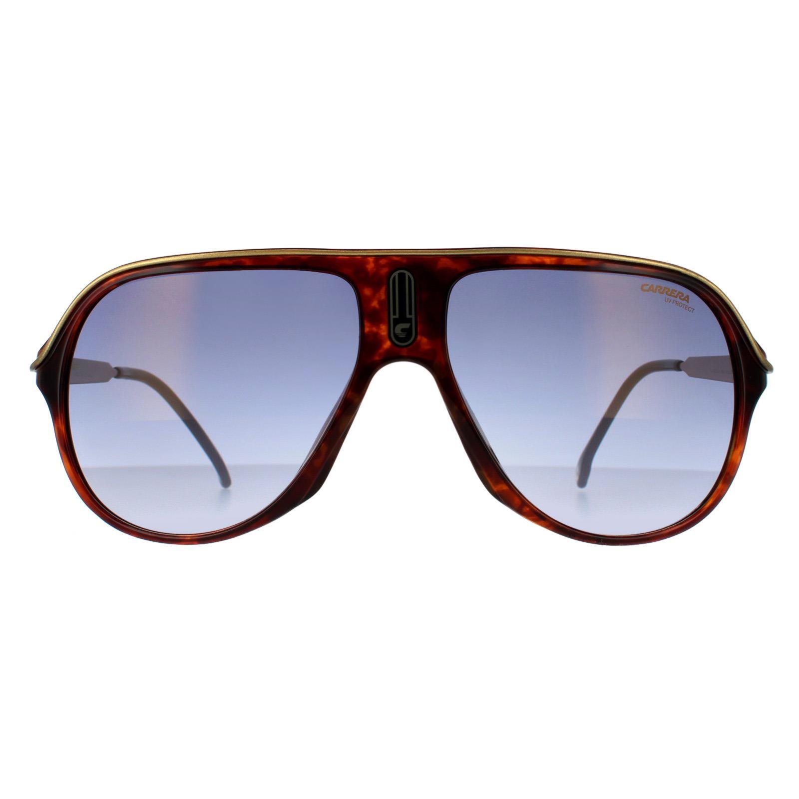 Carrera Rectangle Unisex Dark Havana Grey Bronze Mirror Sunglasses