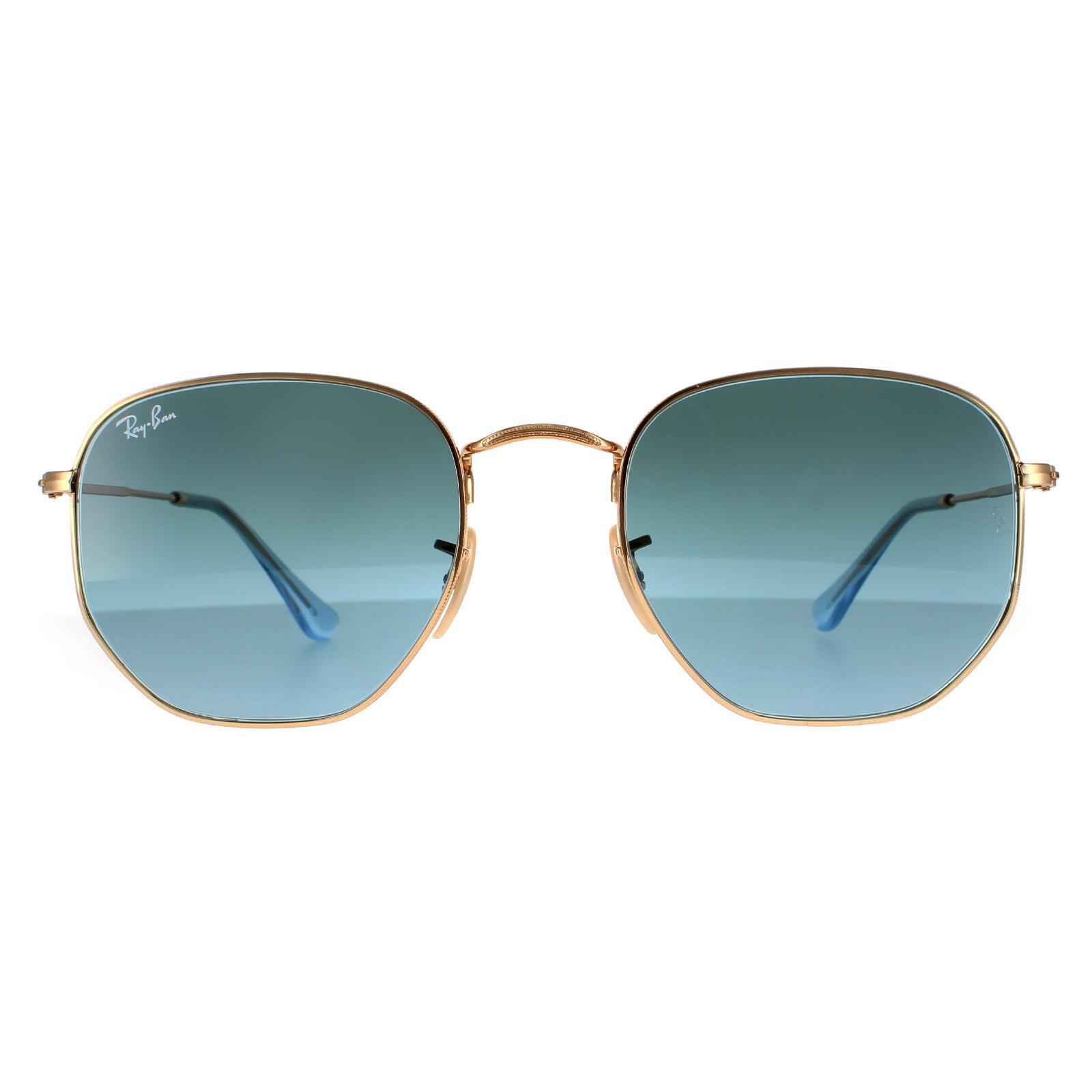 Ray-Ban Square Unisex Gold Blue Grey Gradient Sunglasses