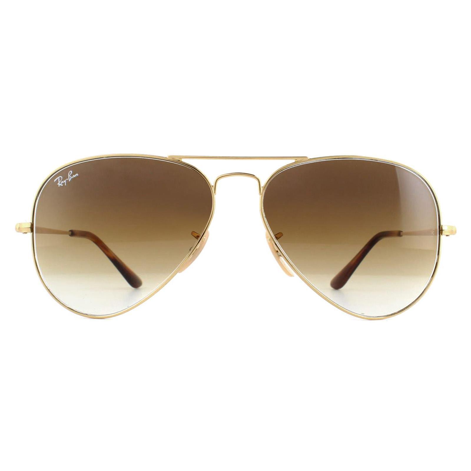 Ray-Ban Aviator Unisex Gold Brown Gradient Sunglasses