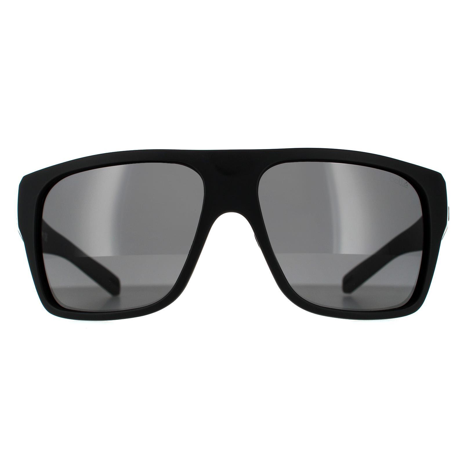 Bolle Square Mens Matte Black TNS Grey Polarized Sunglasses