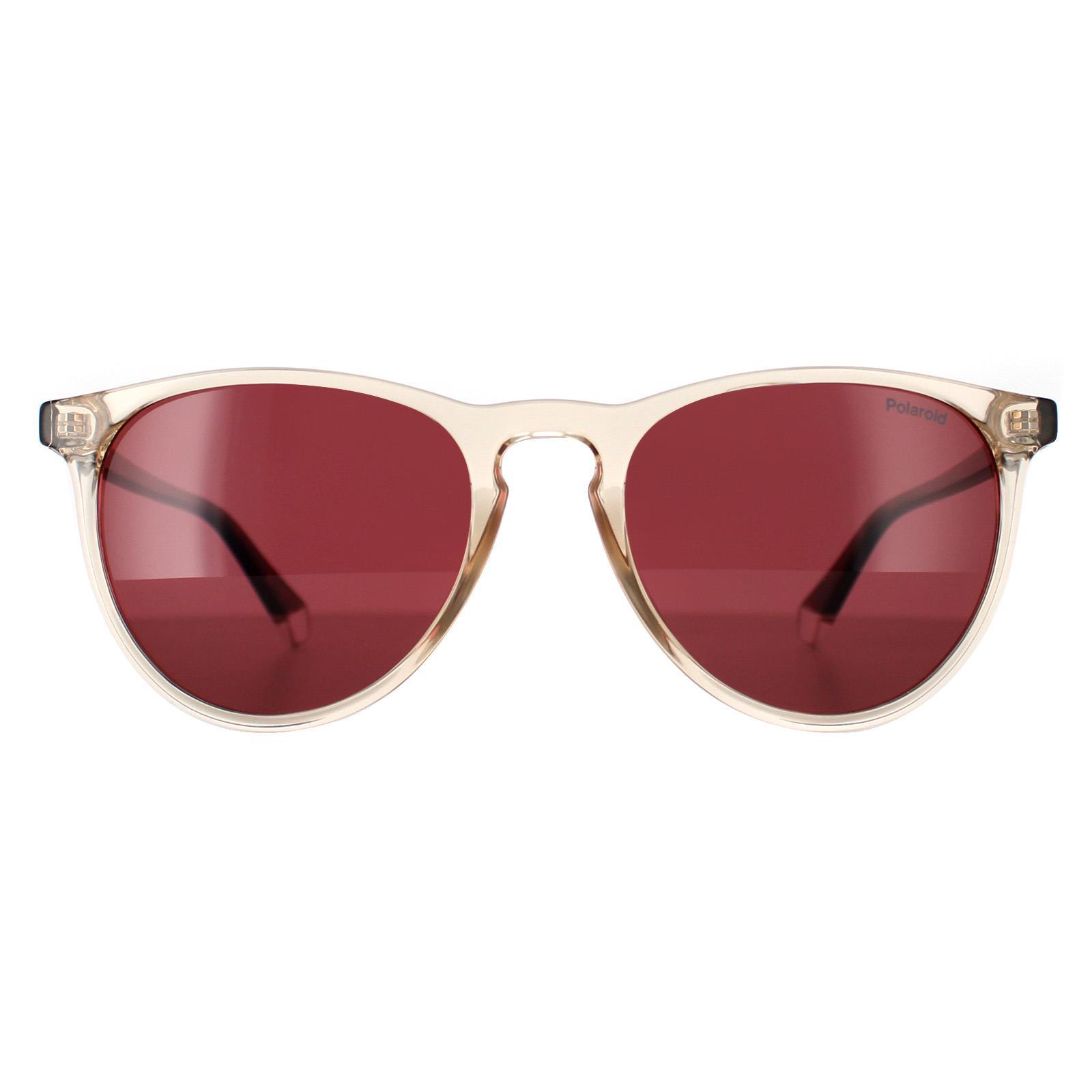 Polaroid Rectangle Unisex Transparent Beige and Havana Red Polarized PLD 4152/S