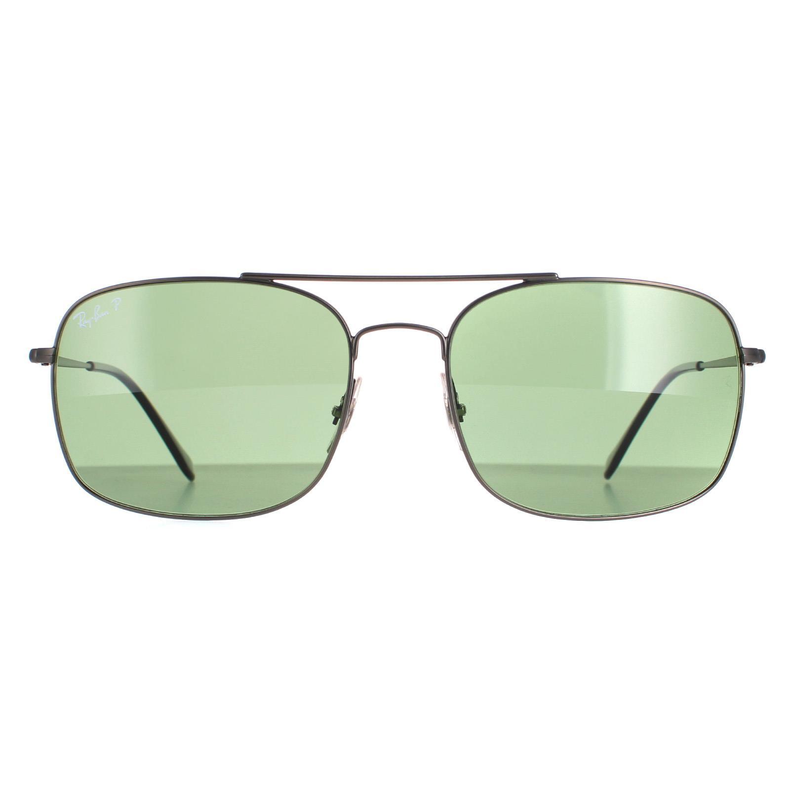 Ray-Ban Aviator Mens Gunmetal Green Polarized Sunglasses