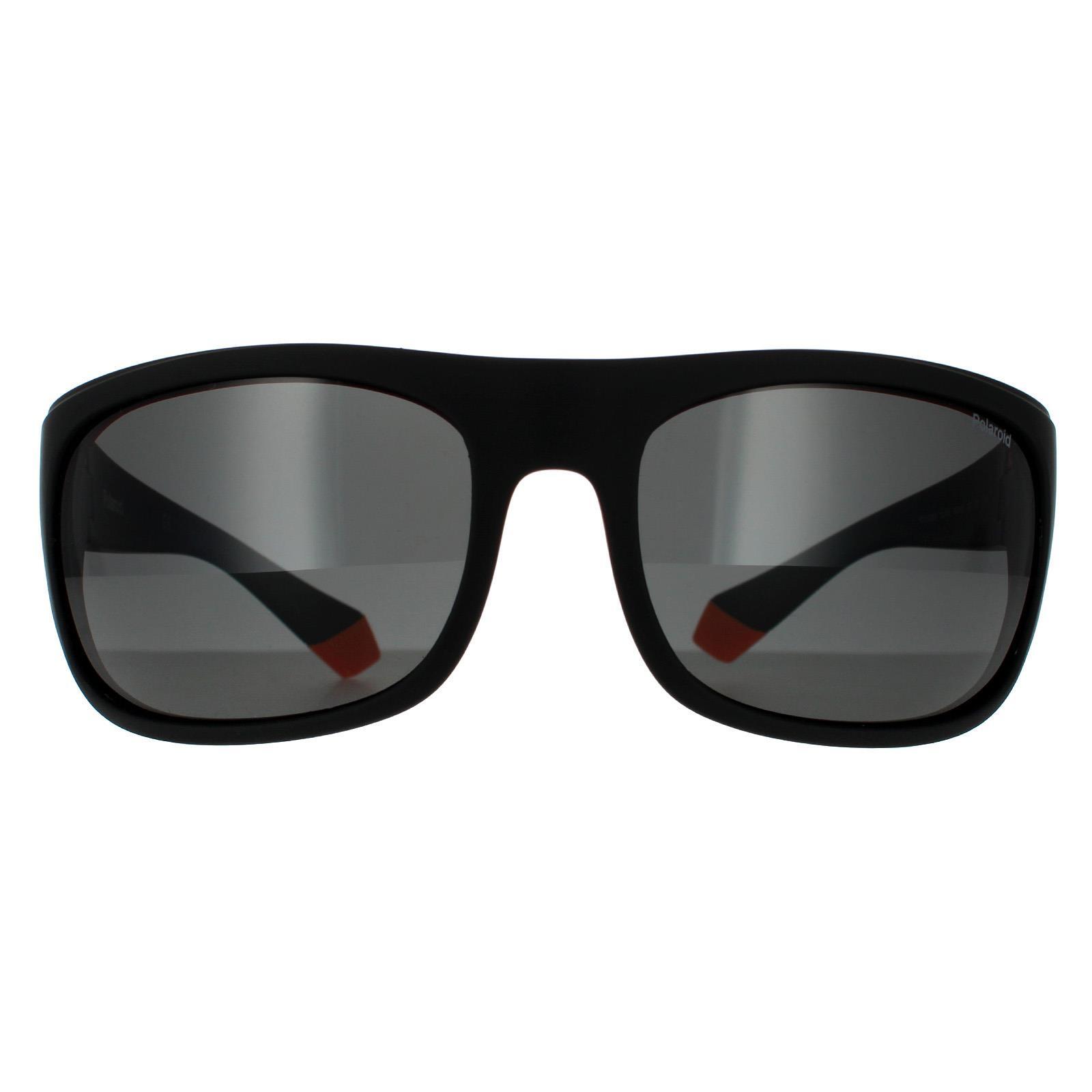 Polaroid Wrap Mens Black Orange Grey Polarized Sunglasses