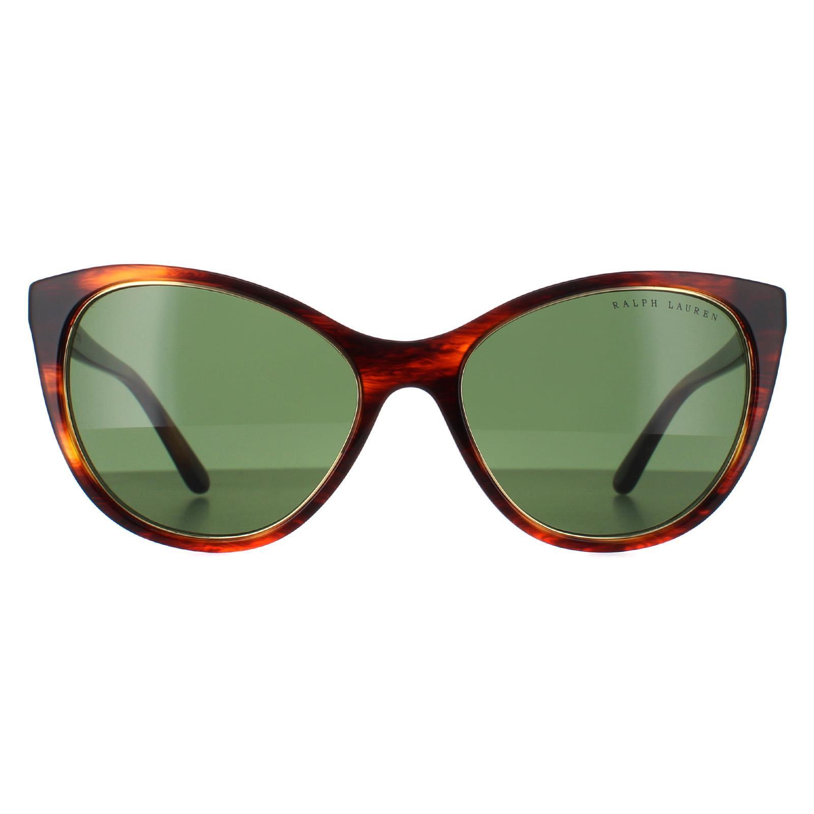Ralph Lauren Cat Eye Womens Shiny Striped Havana Bottle Green RL8186