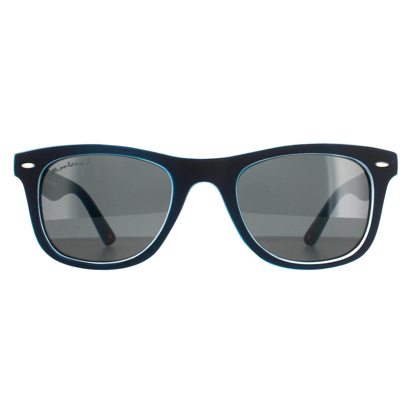 Montana Square Unisex Black Blue Rubbertouch Grey Polarized Sunglasses