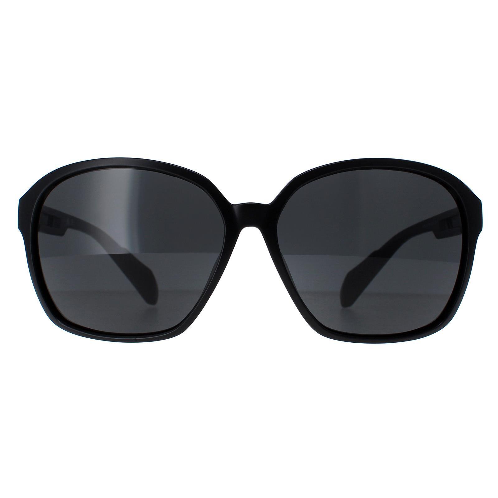 Adidas Oval Womens Shiny Black Contrast Grey Sunglasses