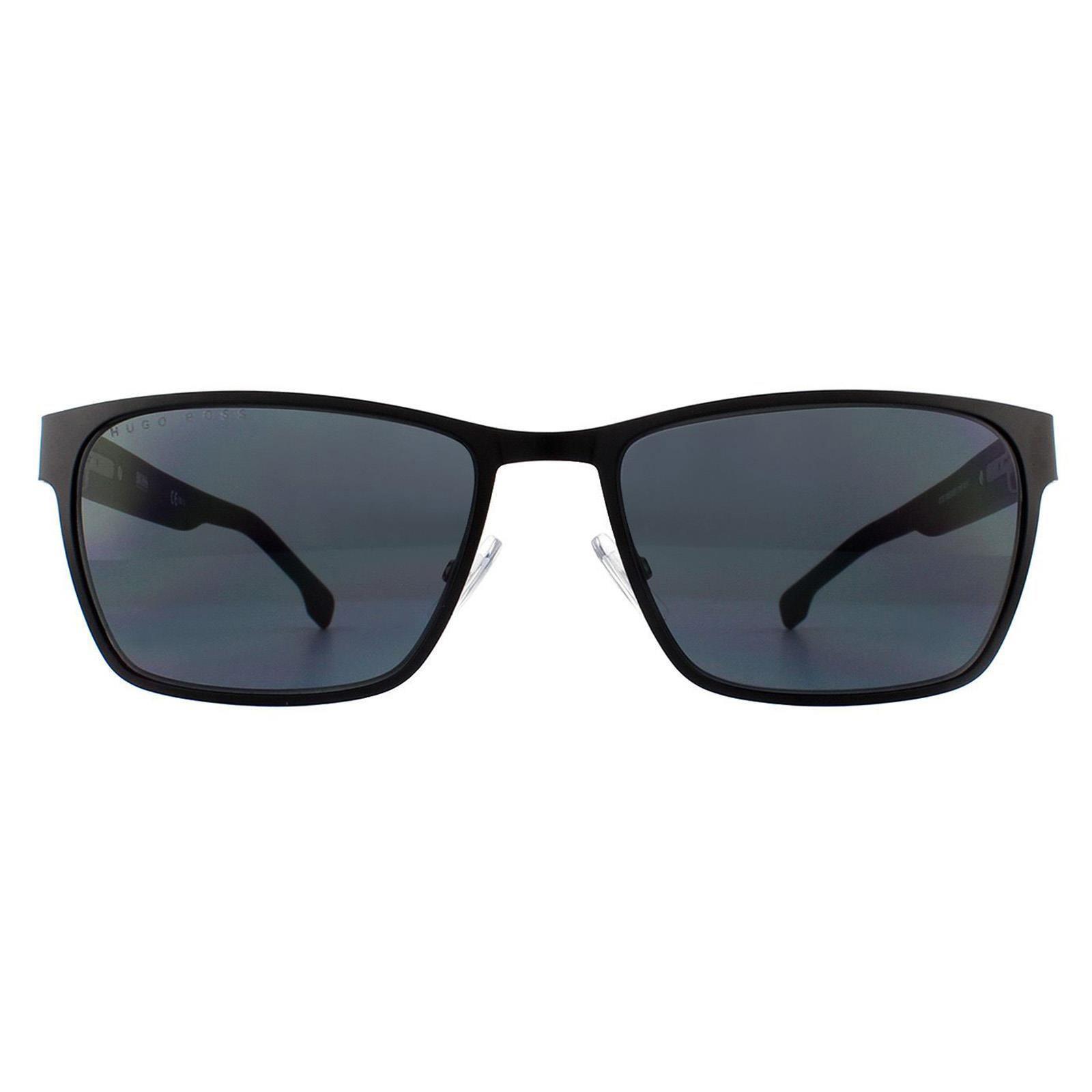 Hugo Boss Rectangle Mens Matt Black Grey Sunglasses