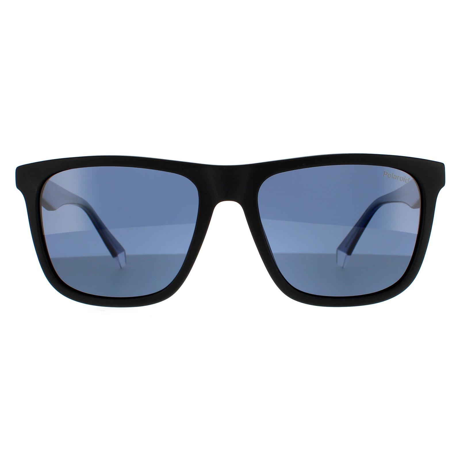 Polaroid Square Unisex Black Transparent Blue Blue Polarized Sunglasses
