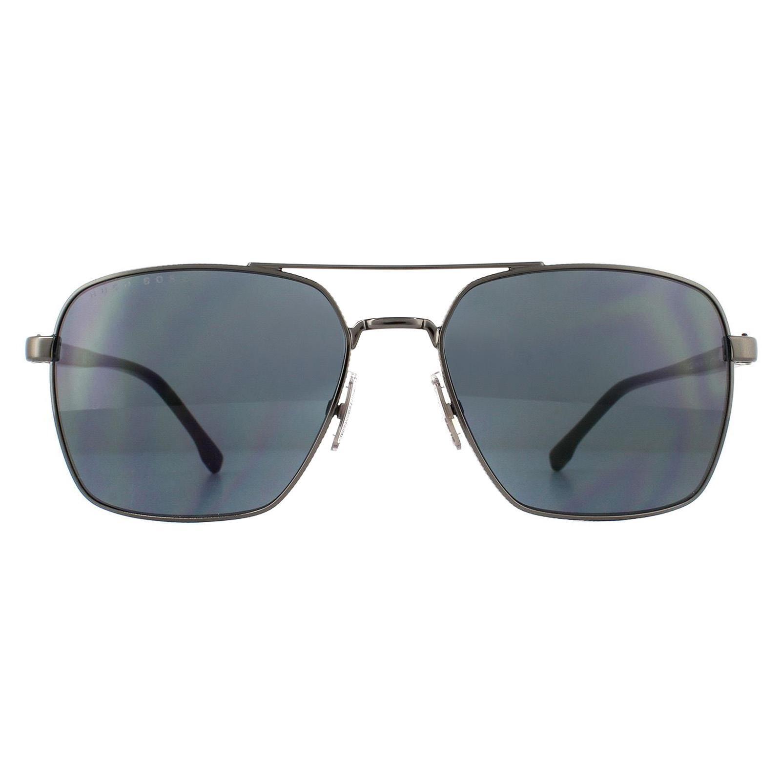 Hugo Boss Aviator Mens Dark Ruthenium Black Grey Sunglasses