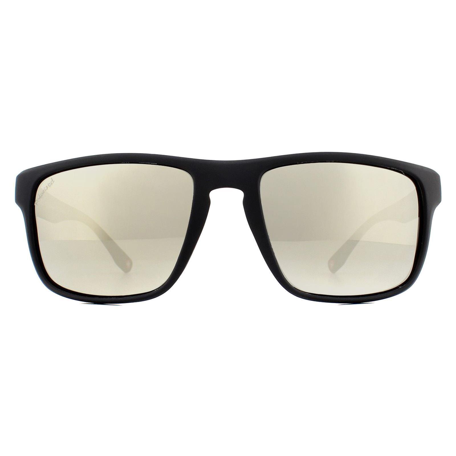 Montana Wrap Mens Black Rubber Revo Silver Mirror Polarized Sunglasses