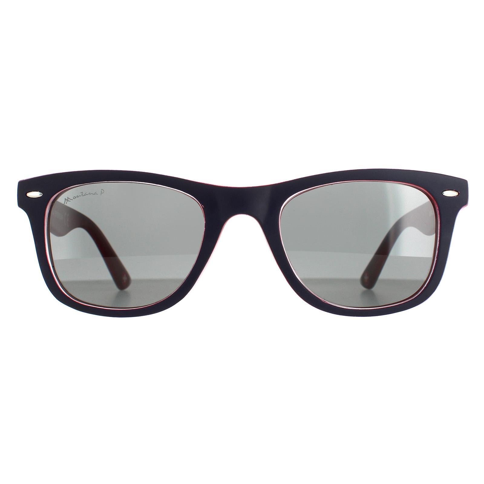 Montana Square Unisex Blue Red Rubbertouch Grey Polarized Sunglasses