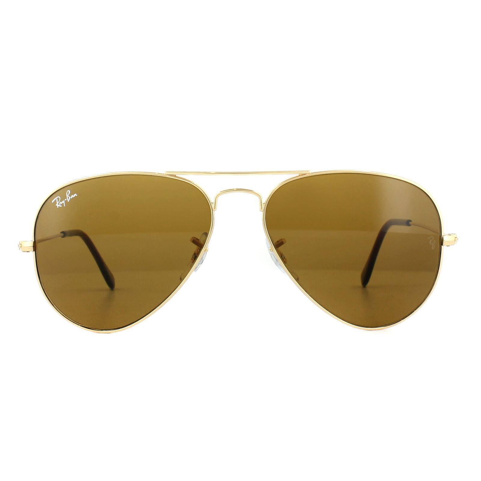 Ray-Ban Aviator Unisex Gold Brown Sunglasses
