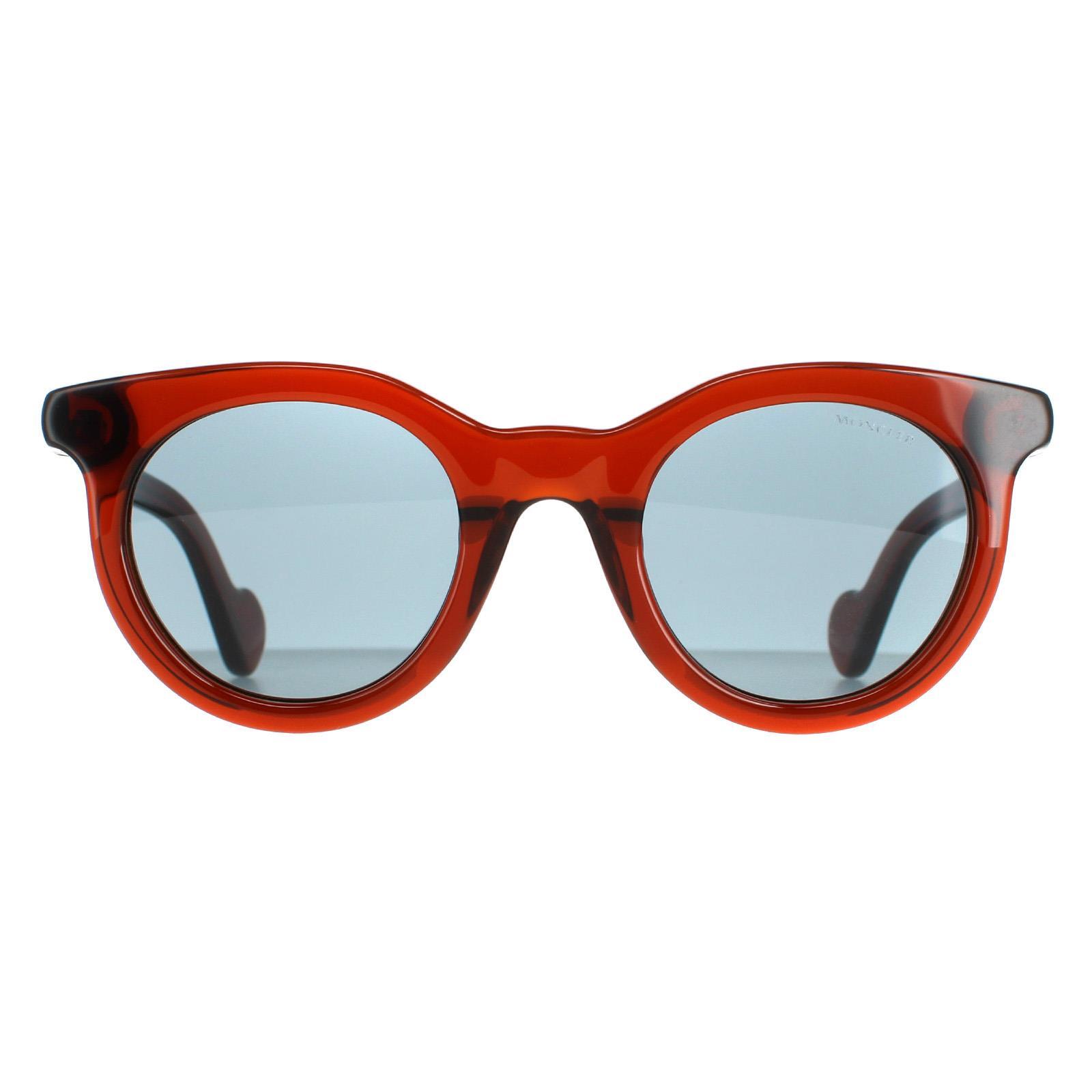 Moncler Round Womens Dark Brown Blue Sunglasses