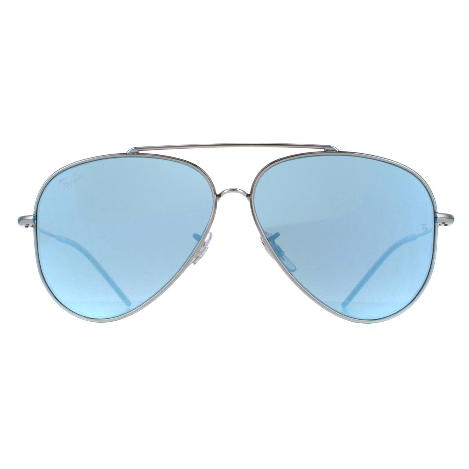 Ray-Ban Aviator Unisex Silver Blue Mirror RB0101S Aviator Reverse