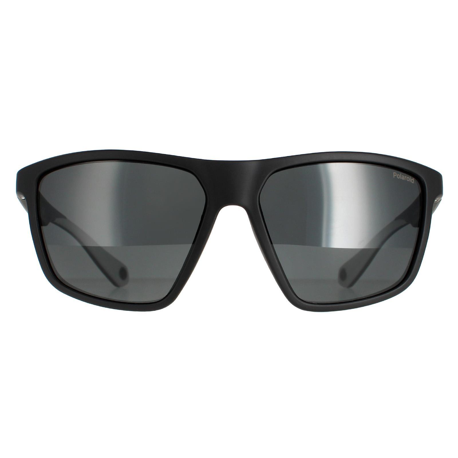 Polaroid Wrap Mens Black Grey Grey Polarized Sunglasses