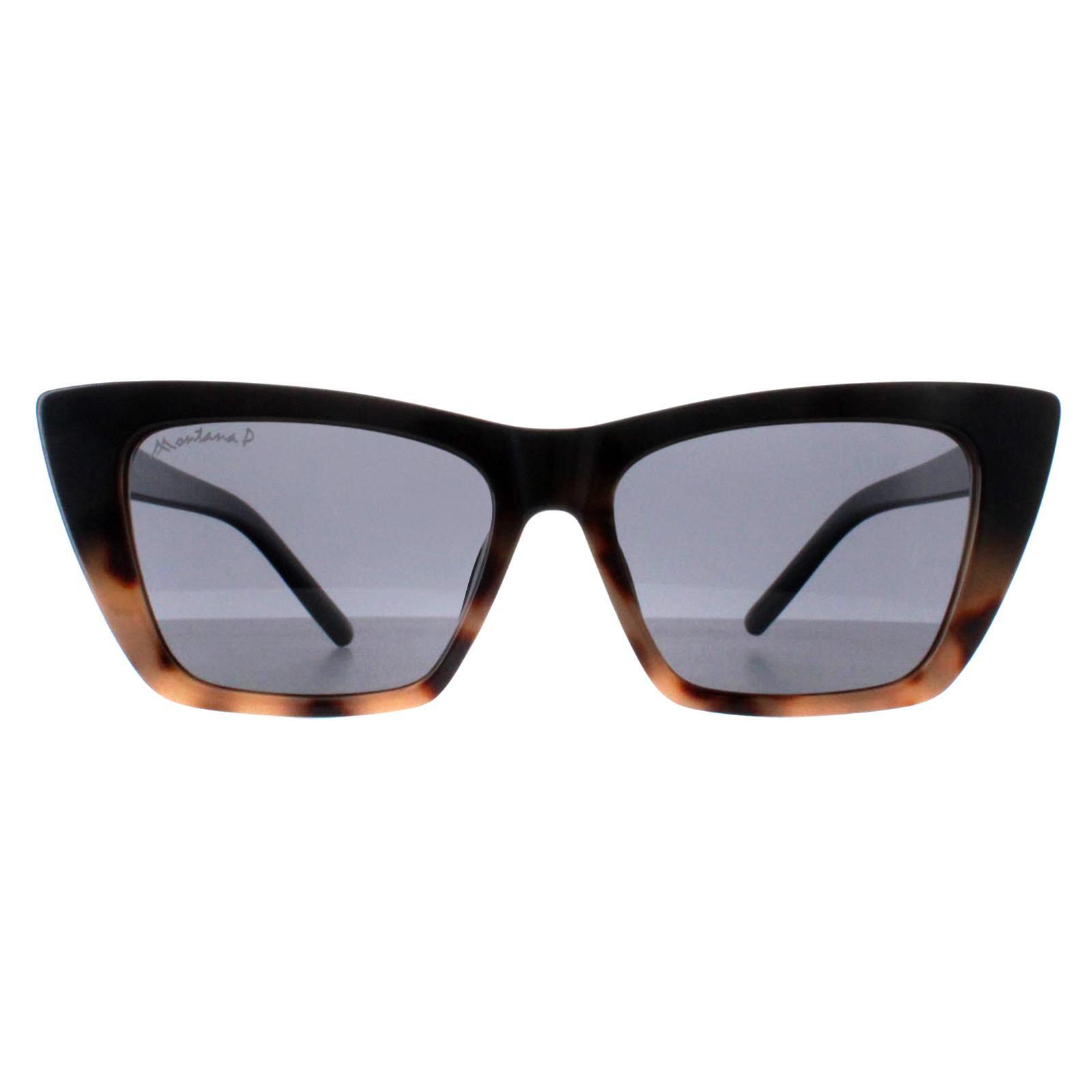 Montana Cat Eye Womens Shiny Black Smoke Polarized MP64