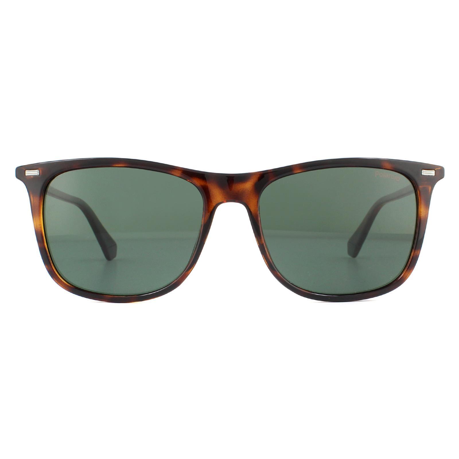 Polaroid Rectangle Mens Havana Green Polarized Sunglasses