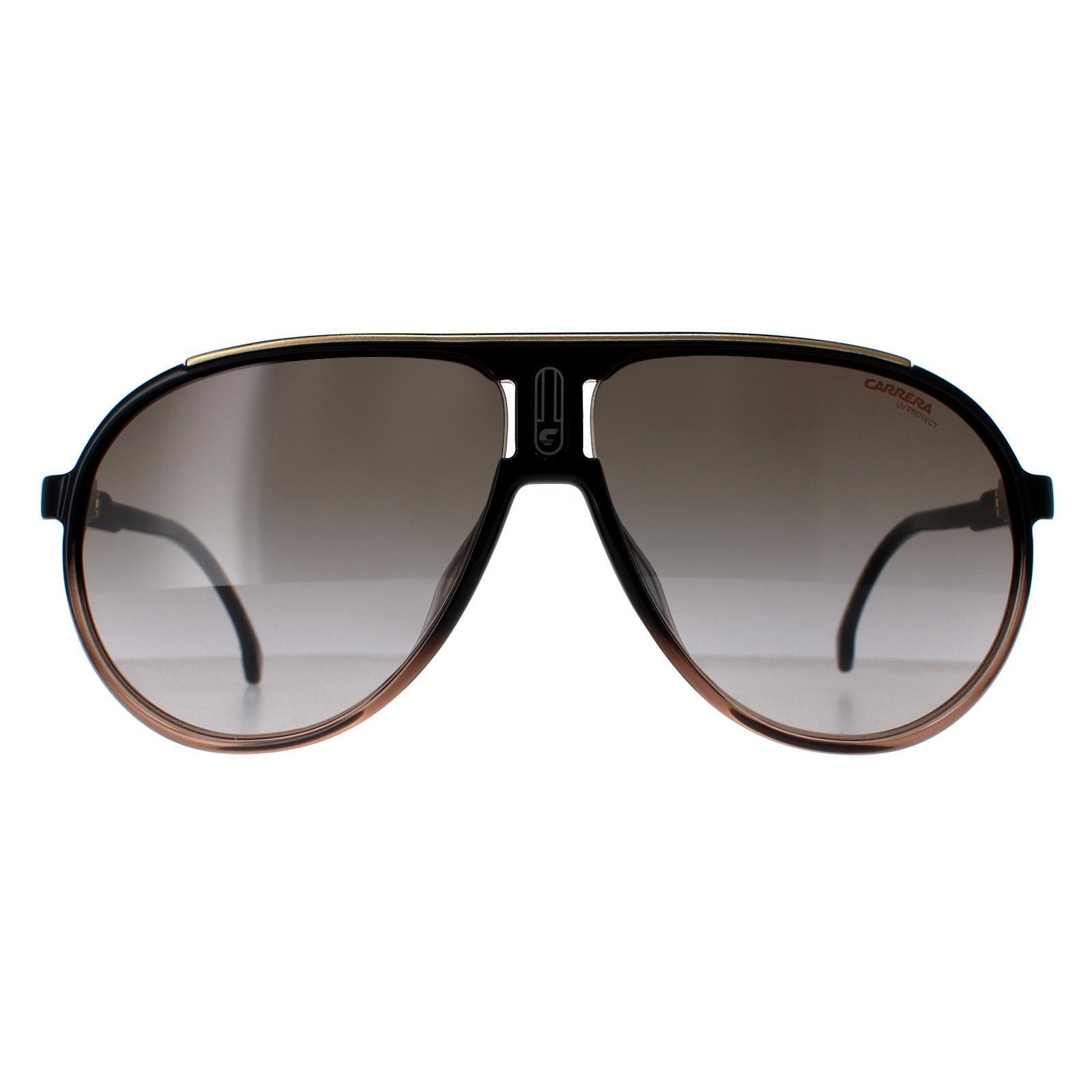 Carrera Aviator Mens Black Brown Shade Brown Gradient Sunglasses