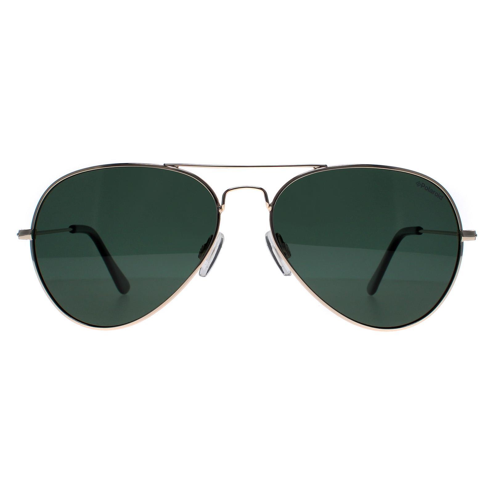 Polaroid Aviator Unisex Gold Green Polarized Sunglasses