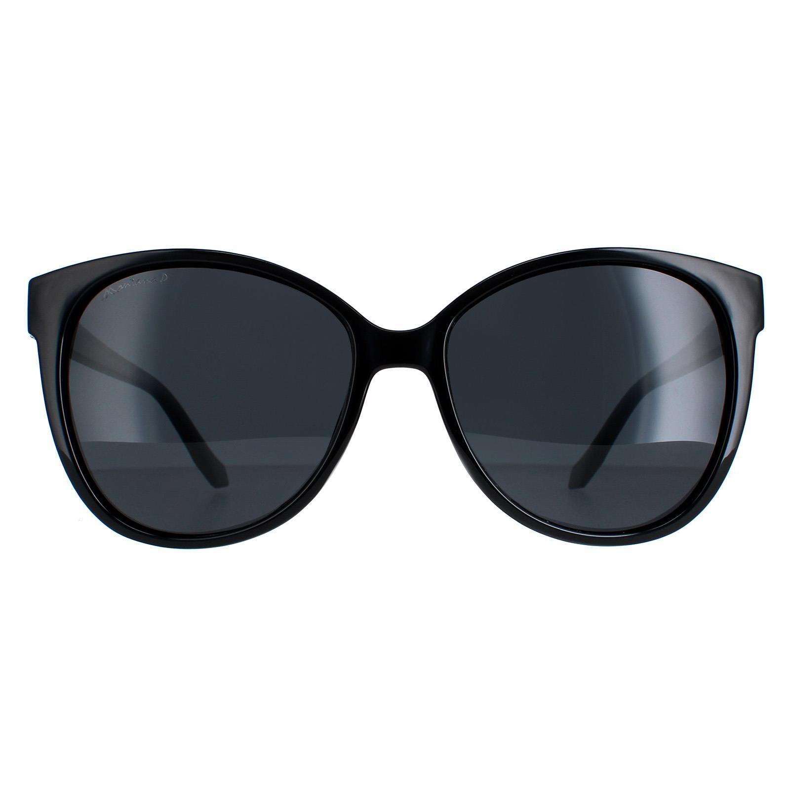 Montana Cat Eye Womens Shiny Black Smoke Polarized Sunglasses