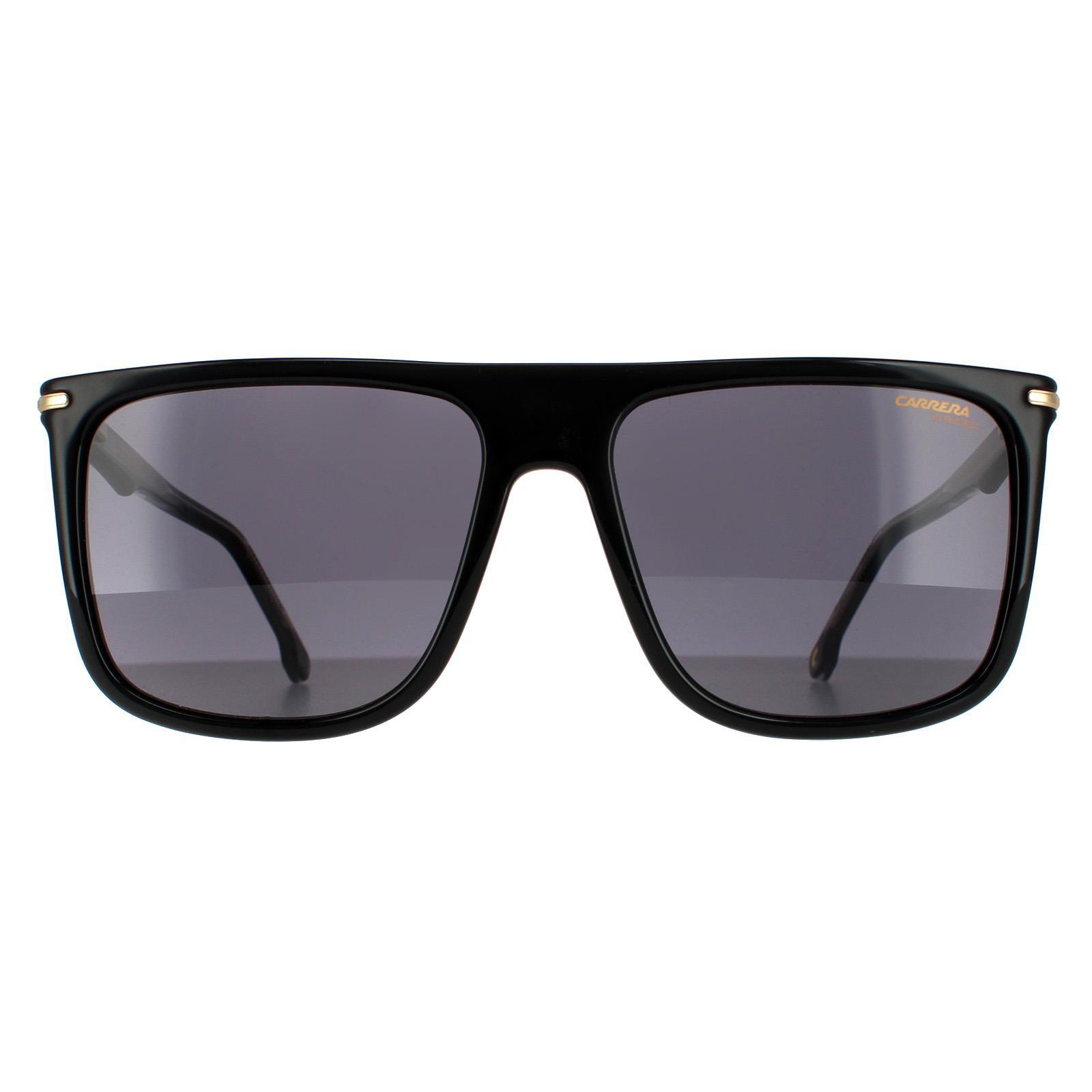 Carrera Rectangle Mens Black Gold Grey Sunglasses