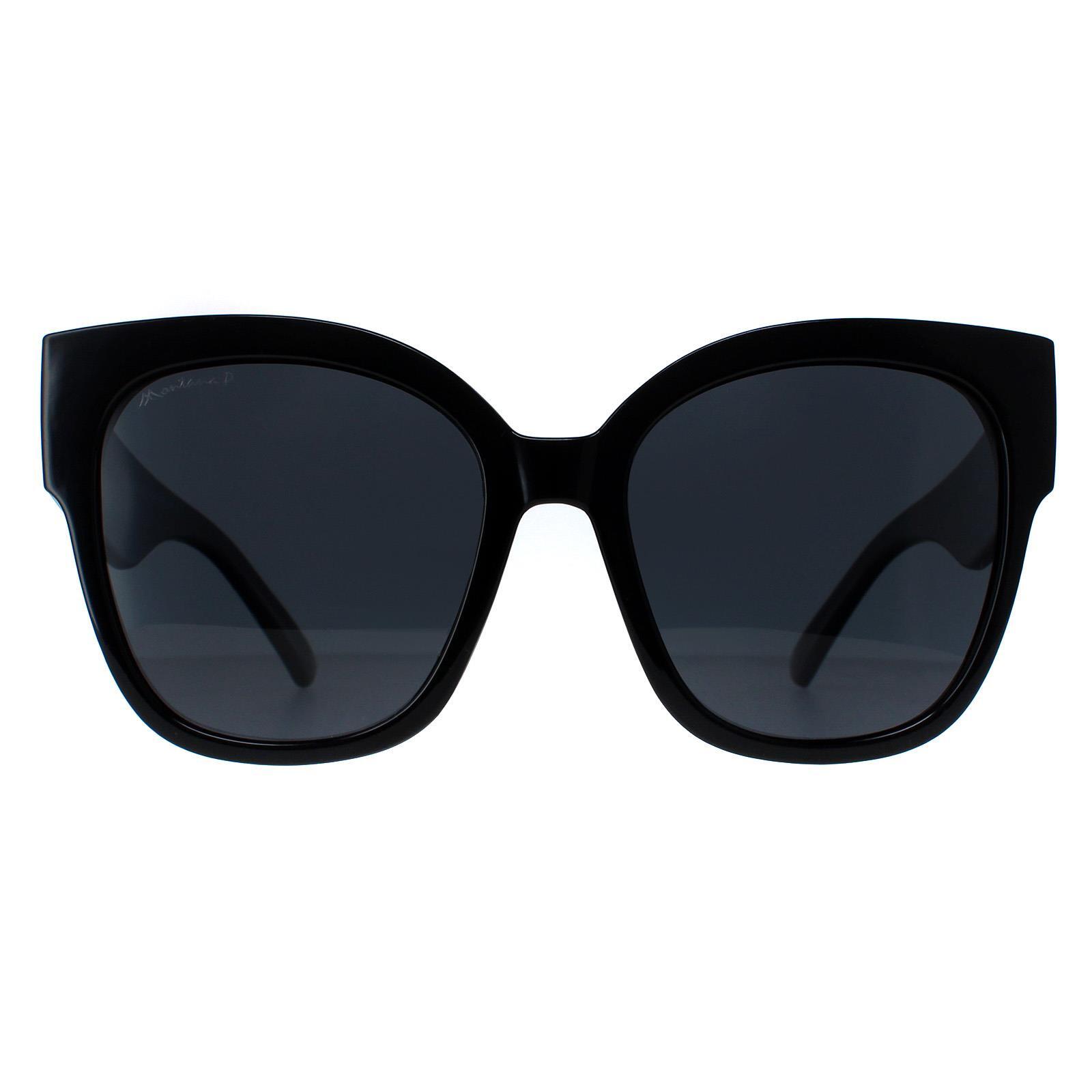 Montana Square Womens Shiny Black Smoke Polarized Sunglasses