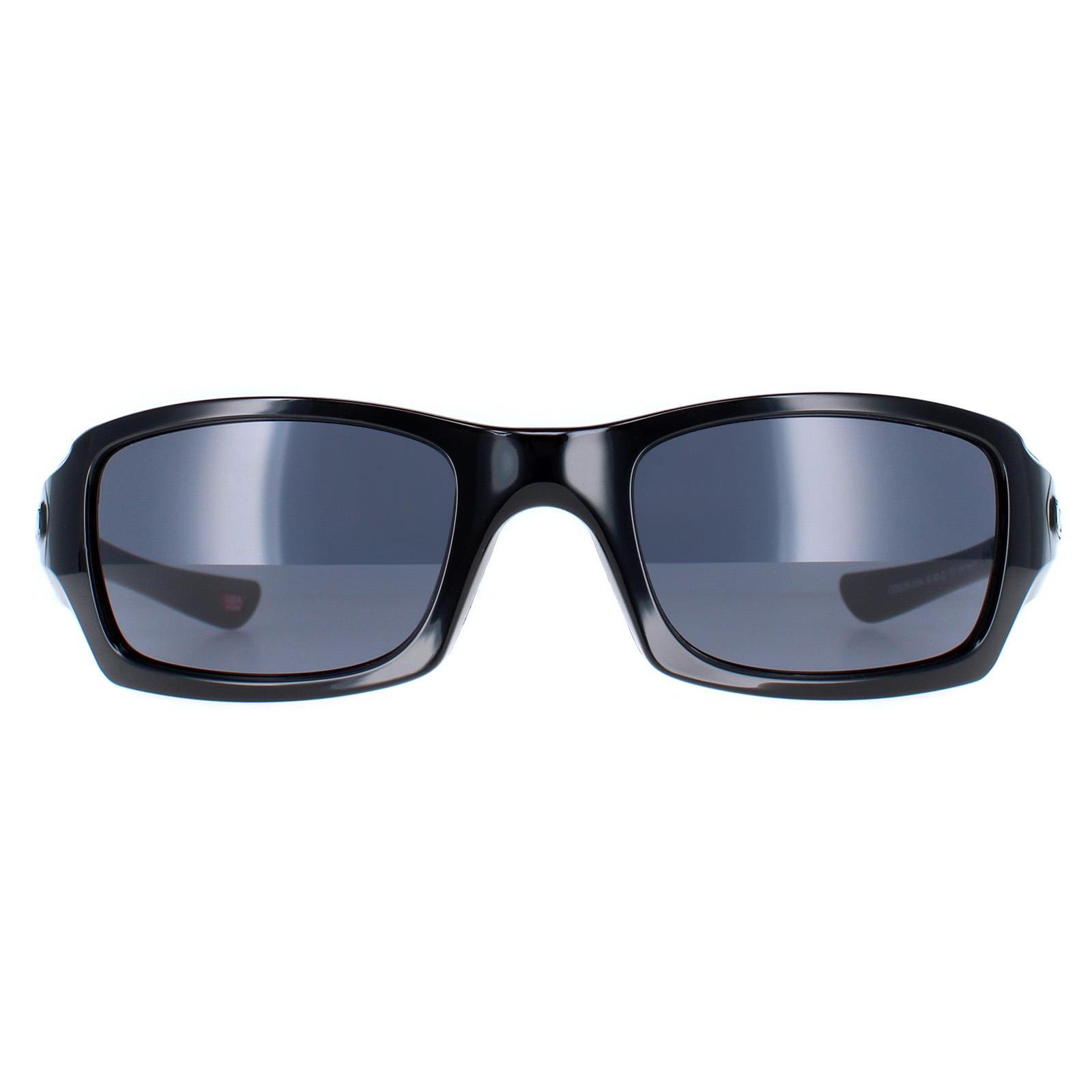 Oakley Wrap Unisex Polished Black Grey Sunglasses