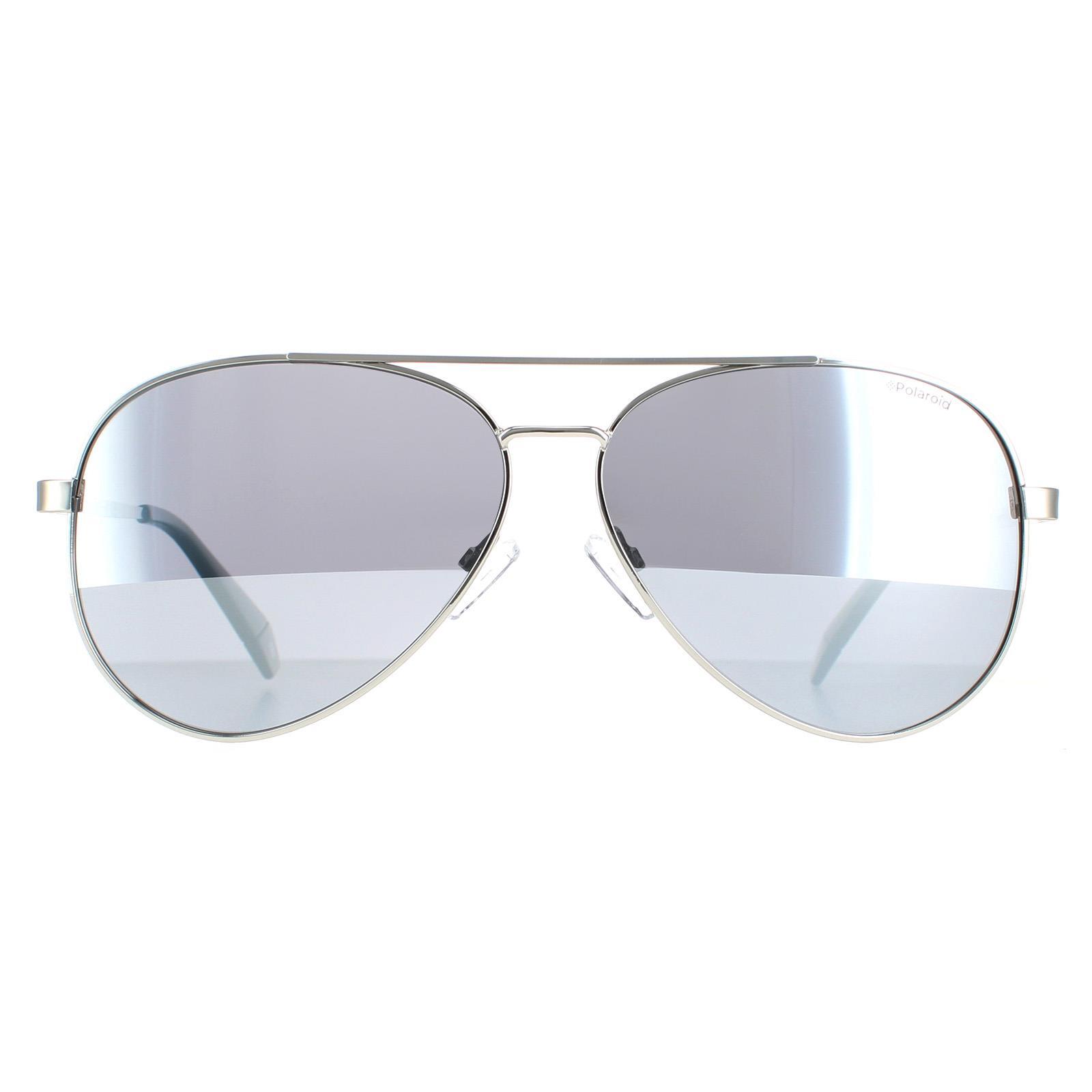 Polaroid Aviator Womens Silver Love Island Silver Mirror Polarized Sunglasses