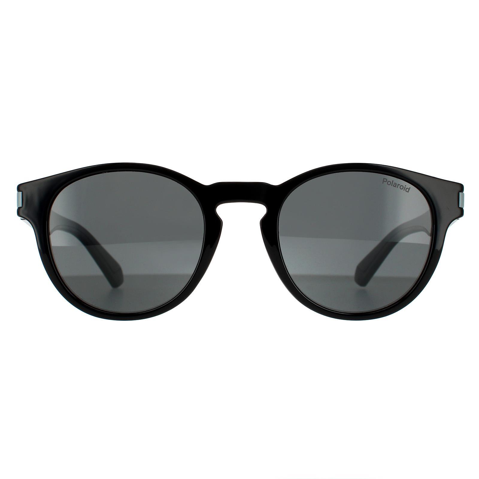 Polaroid Round Unisex Black Grey Polarized Sunglasses