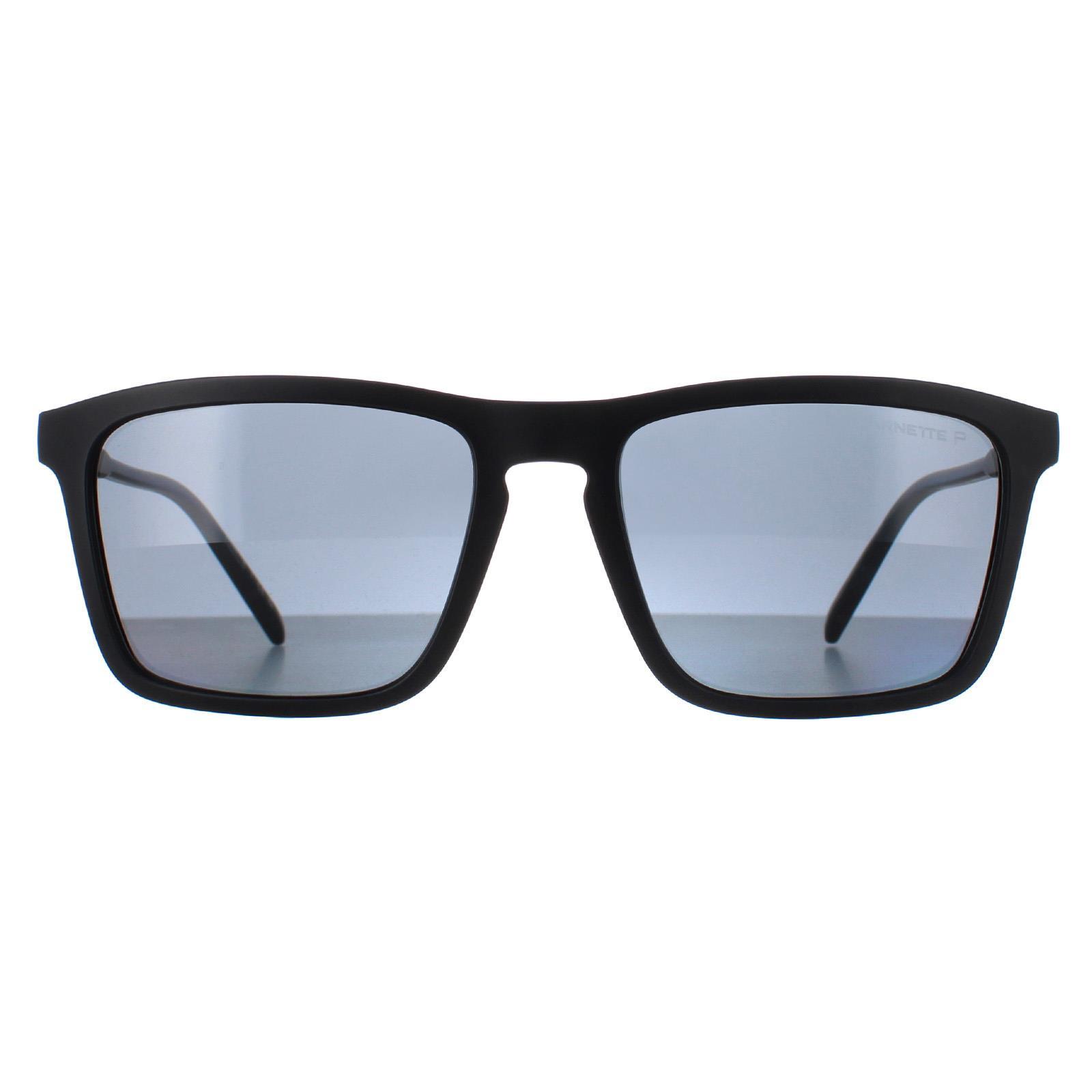 Arnette Rectangle Unisex Matte Black Dark Grey Polarized AN4283 Shyguy