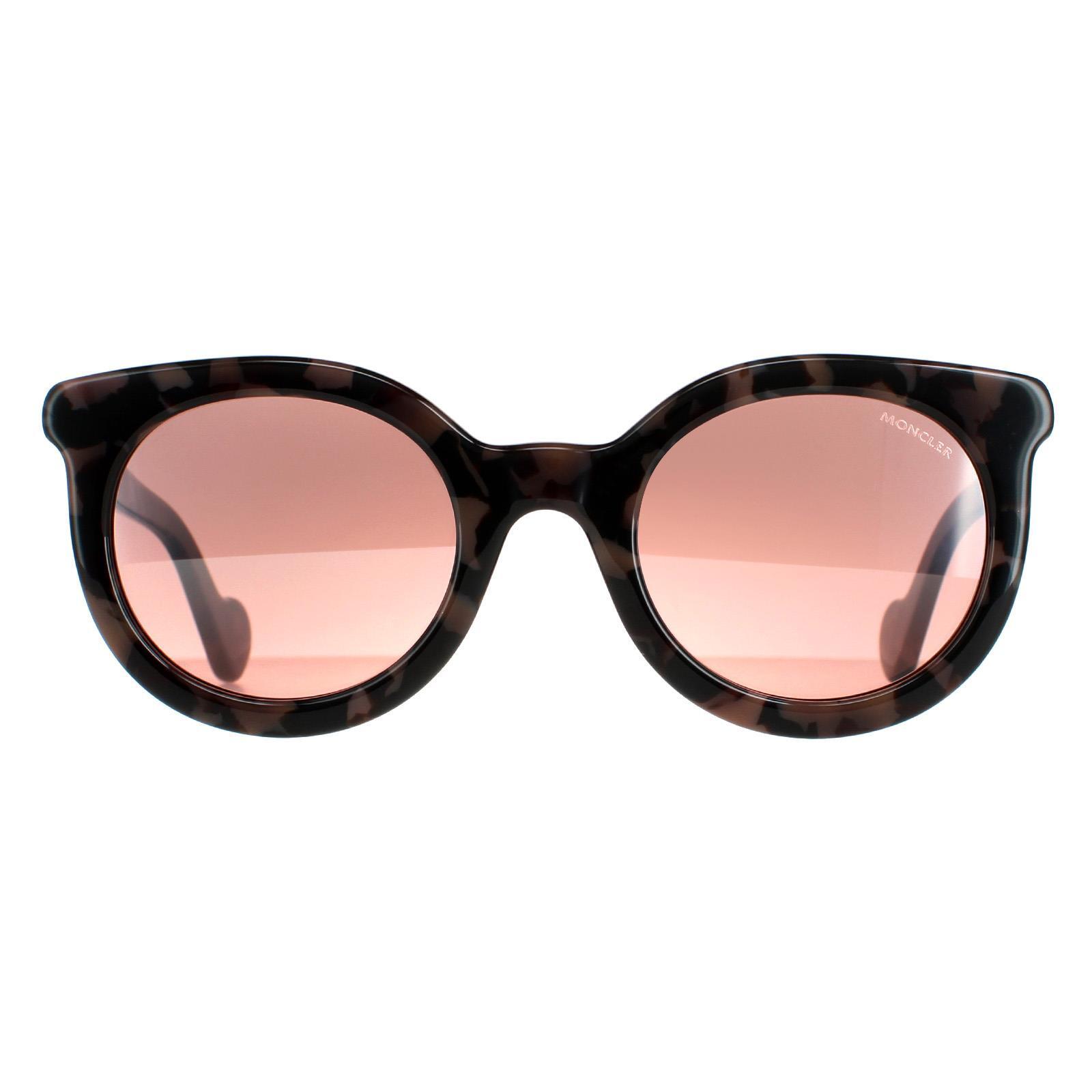 Moncler Round Womens Coloured Havana Bordeaux Mirror Sunglasses