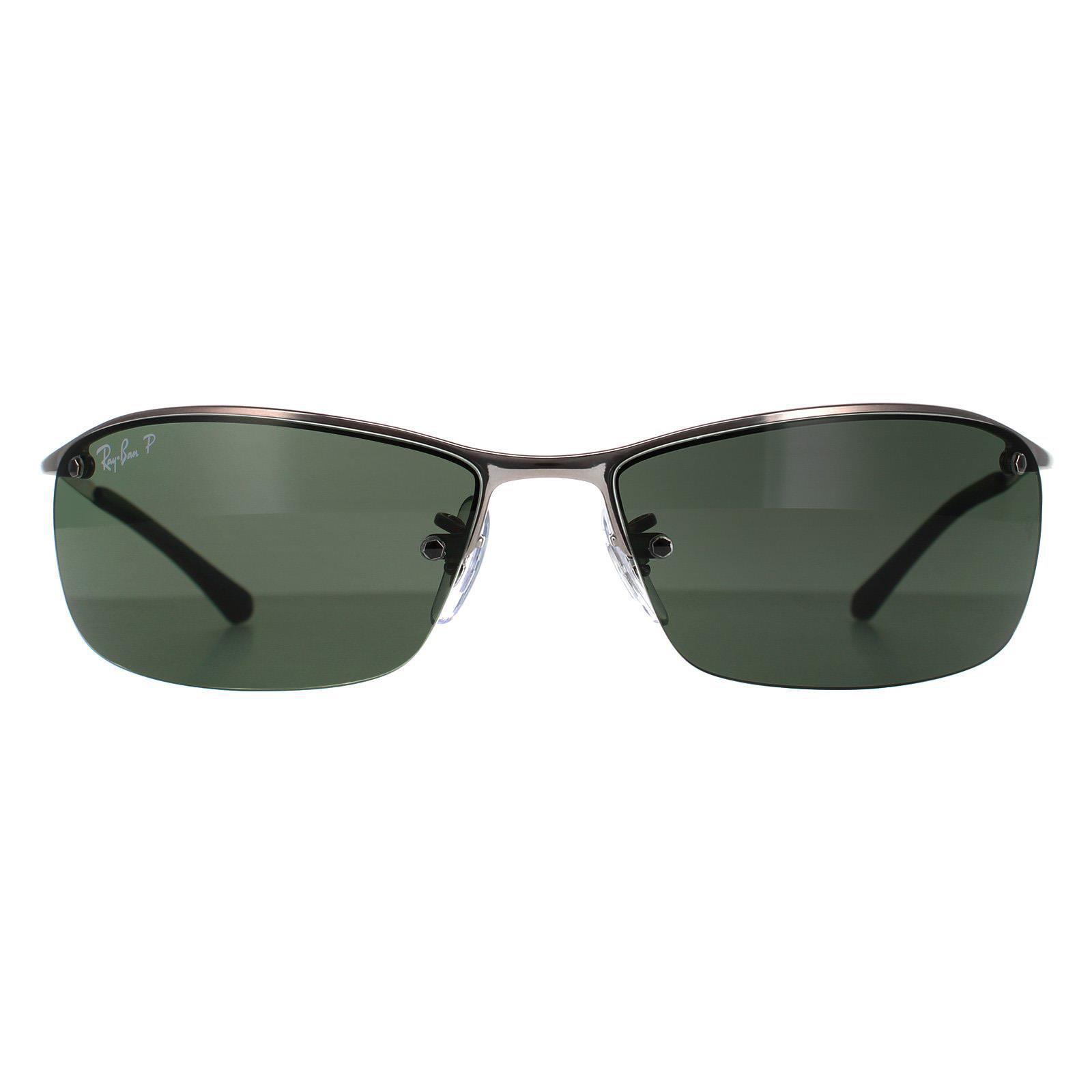 Ray-Ban Wrap Mens Gunmetal Polarized Green Sunglasses
