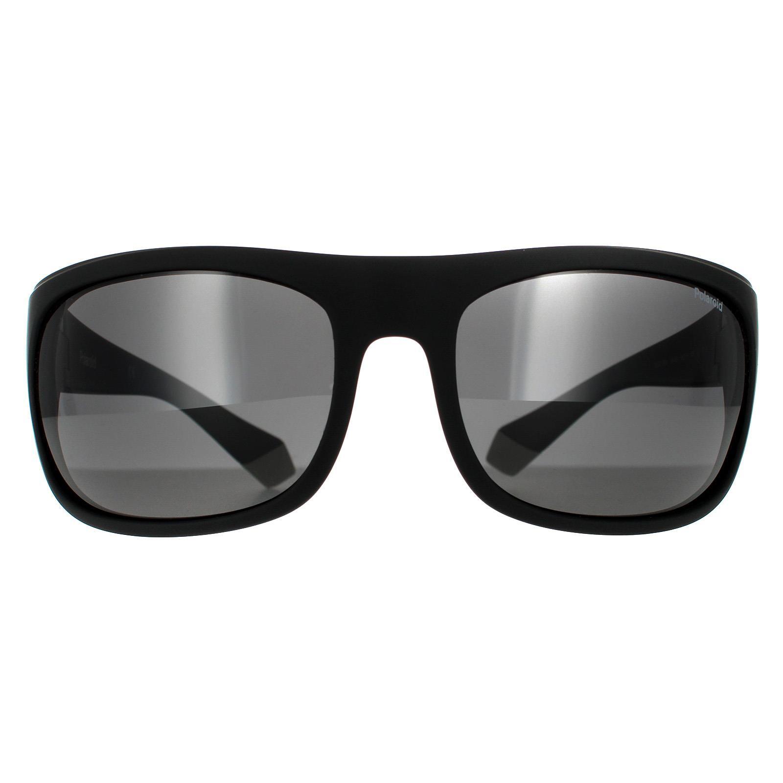 Polaroid Wrap Mens Black Grey Grey Polarized Sunglasses