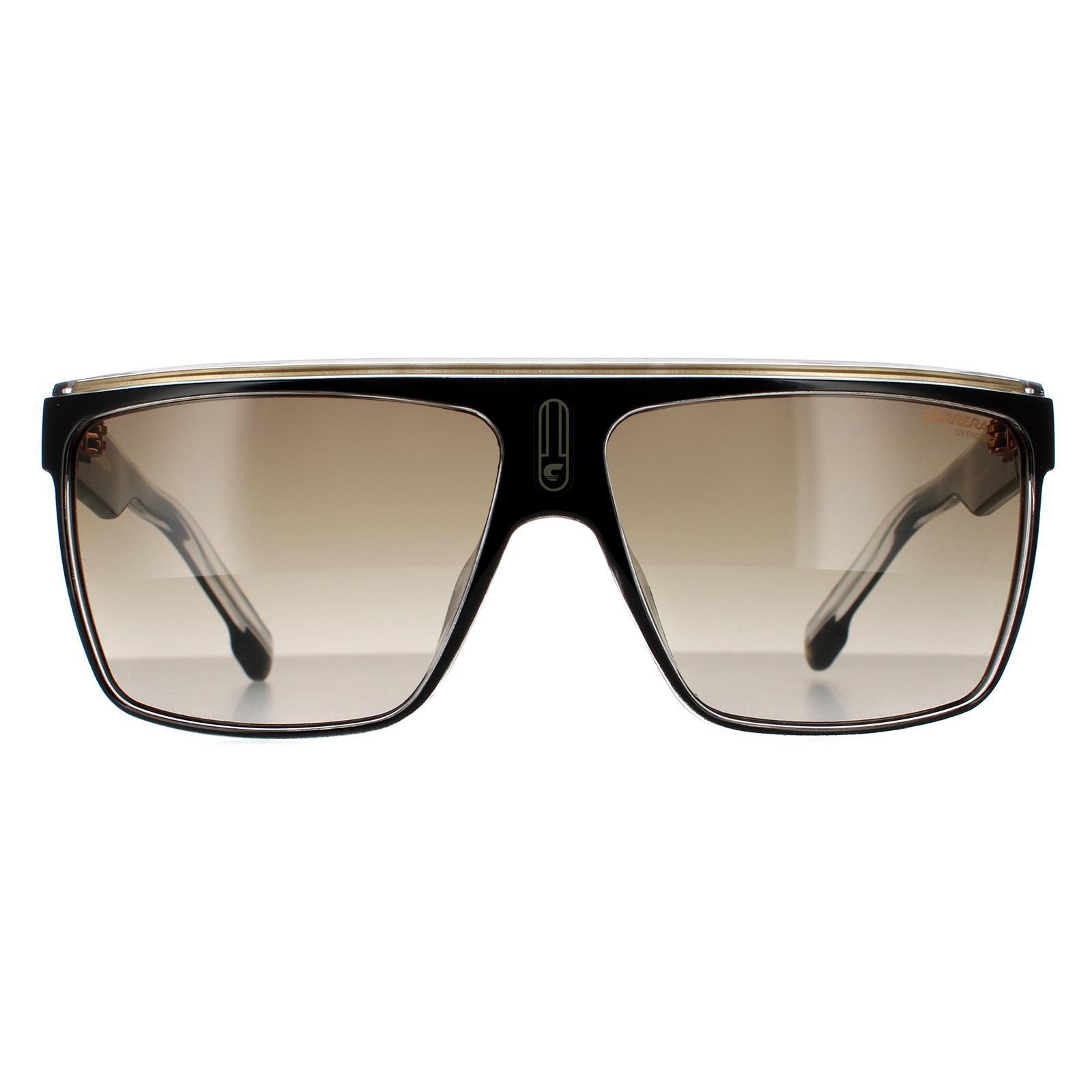 Carrera Shield Unisex Black Gold Brown Gradient Sunglasses
