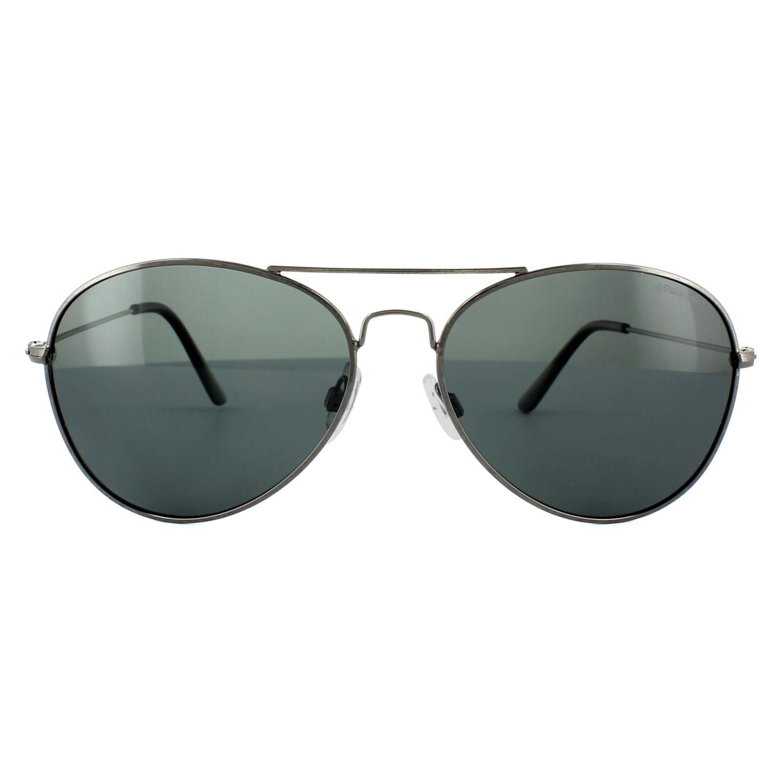Polaroid Aviator Unisex Gunmetal Grey Blue Polarized Sunglasses