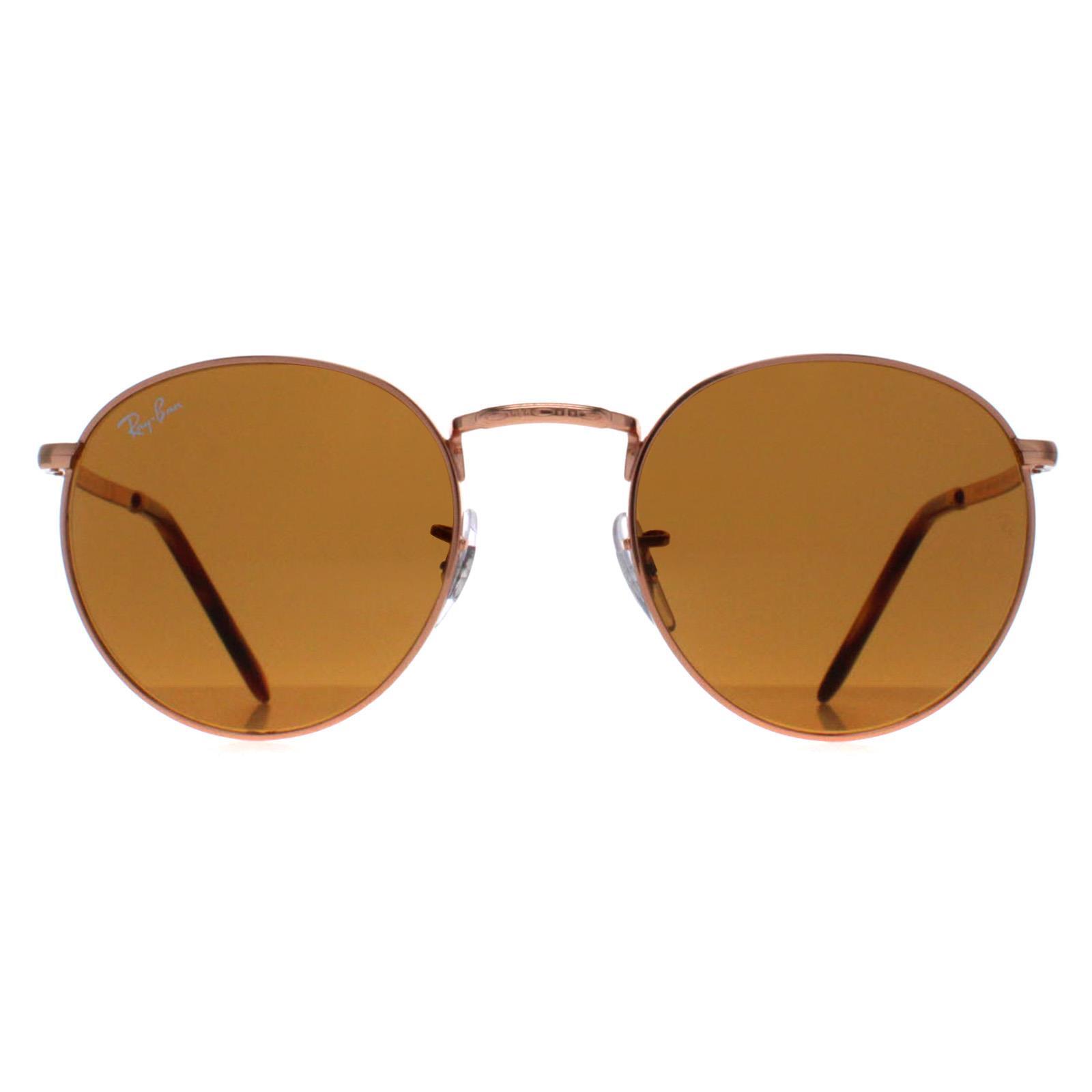 Ray-Ban Round Unisex Rose Gold Brown RB3637 New Round