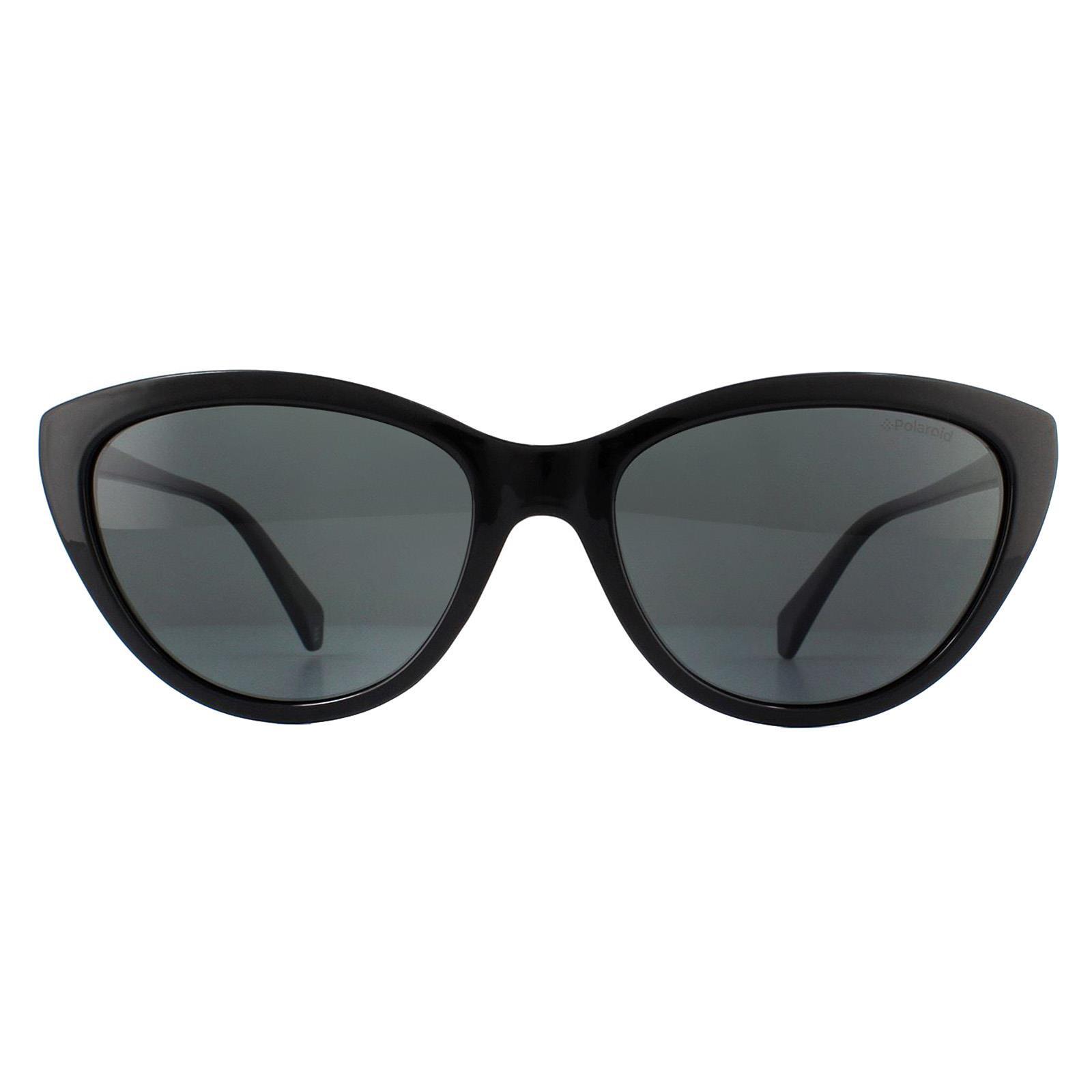 Polaroid Cat Eye Womens Black Grey Polarized Sunglasses