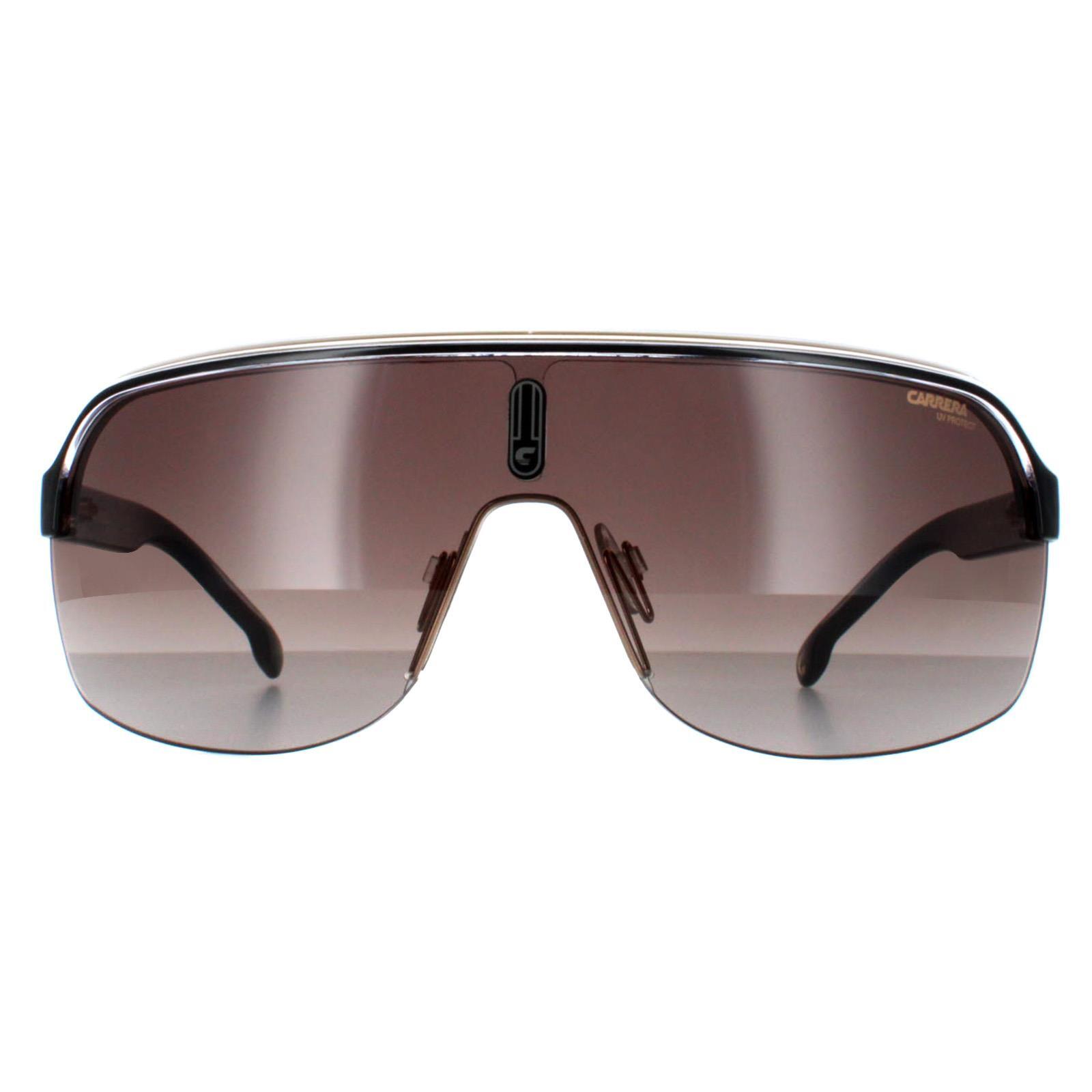 Carrera Shield Unisex Black Gold Brown Gradient Sunglasses