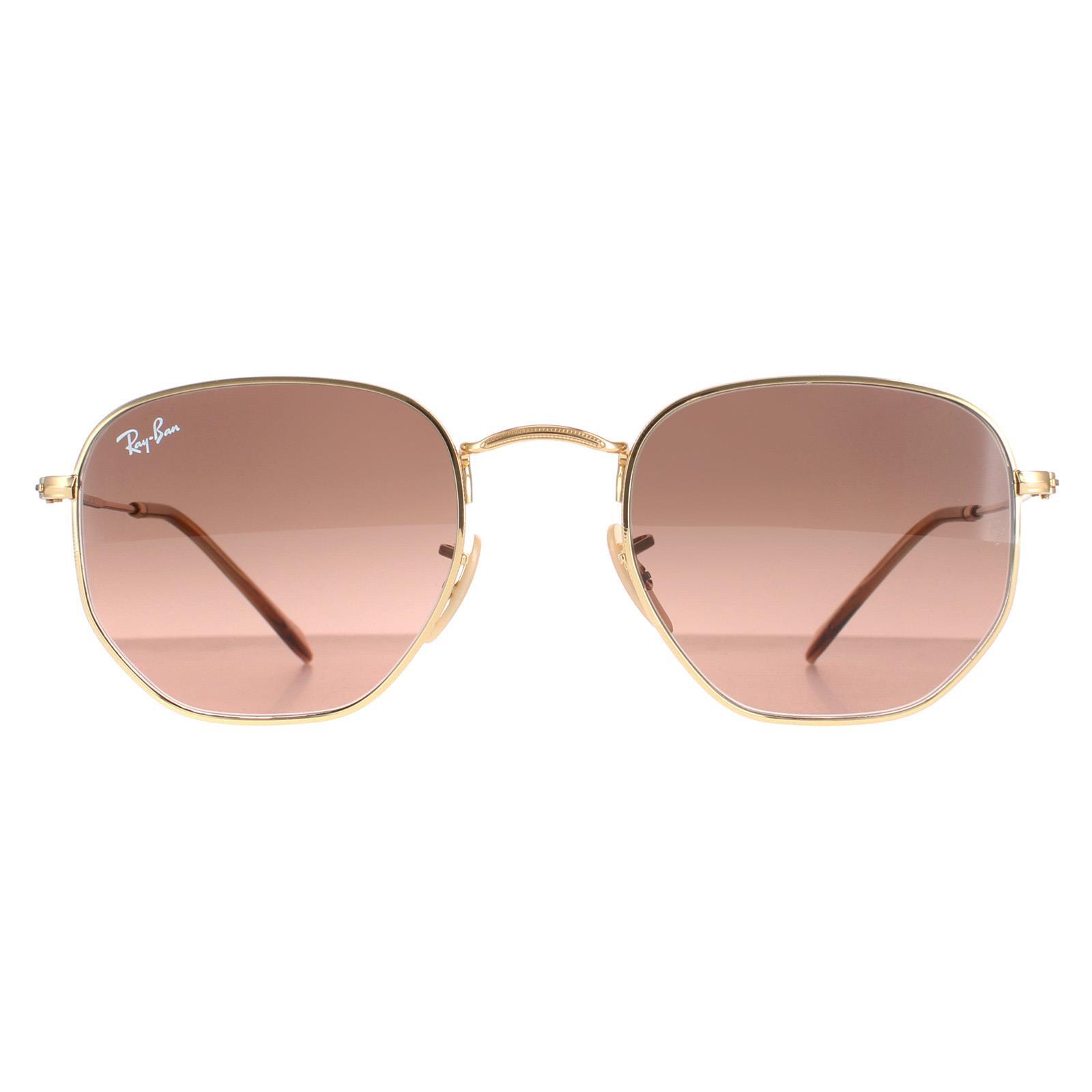 Ray-Ban Square Unisex Polished Gold Brown Gradient Sunglasses