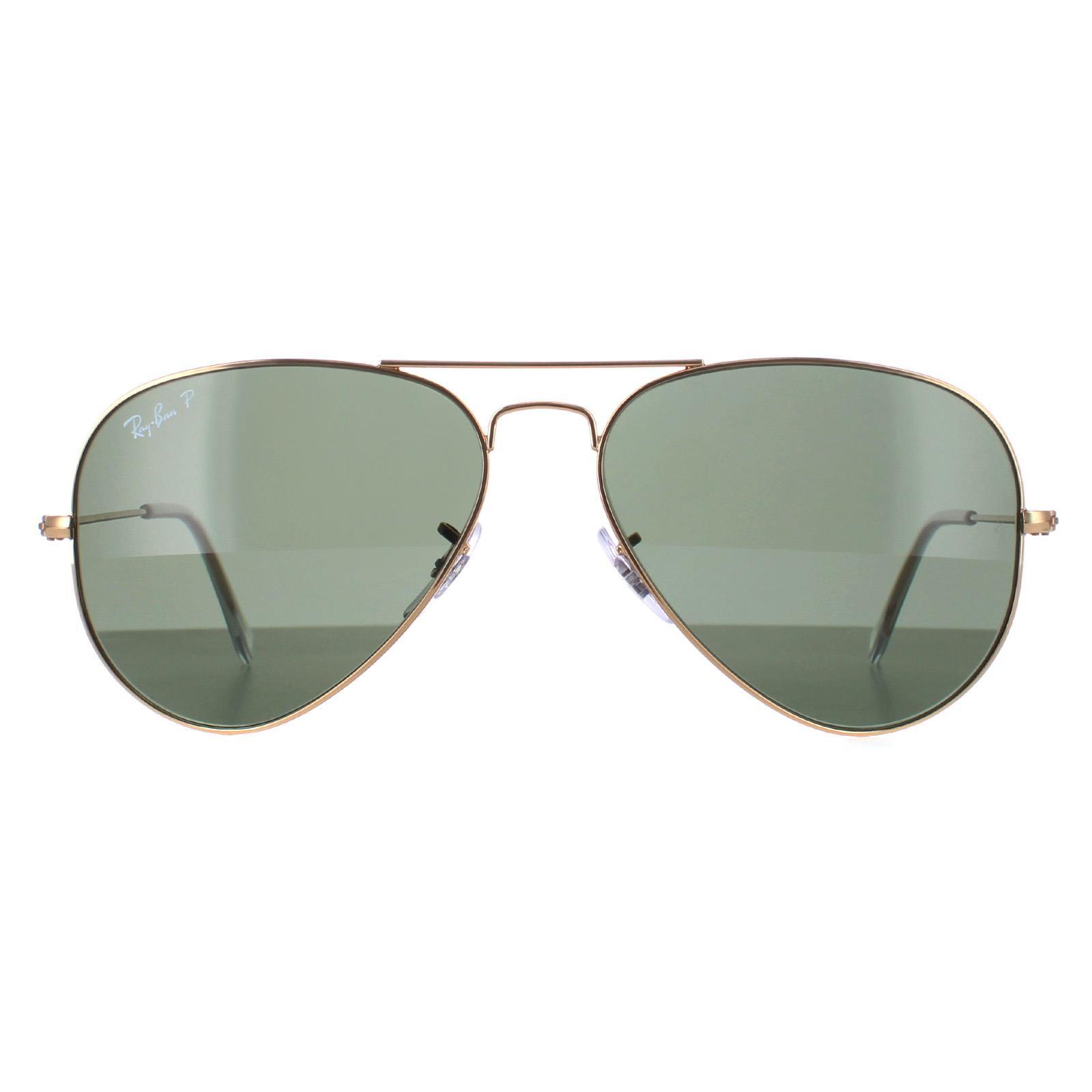 Ray-Ban Aviator Unisex Gold Green Polarized Sunglasses