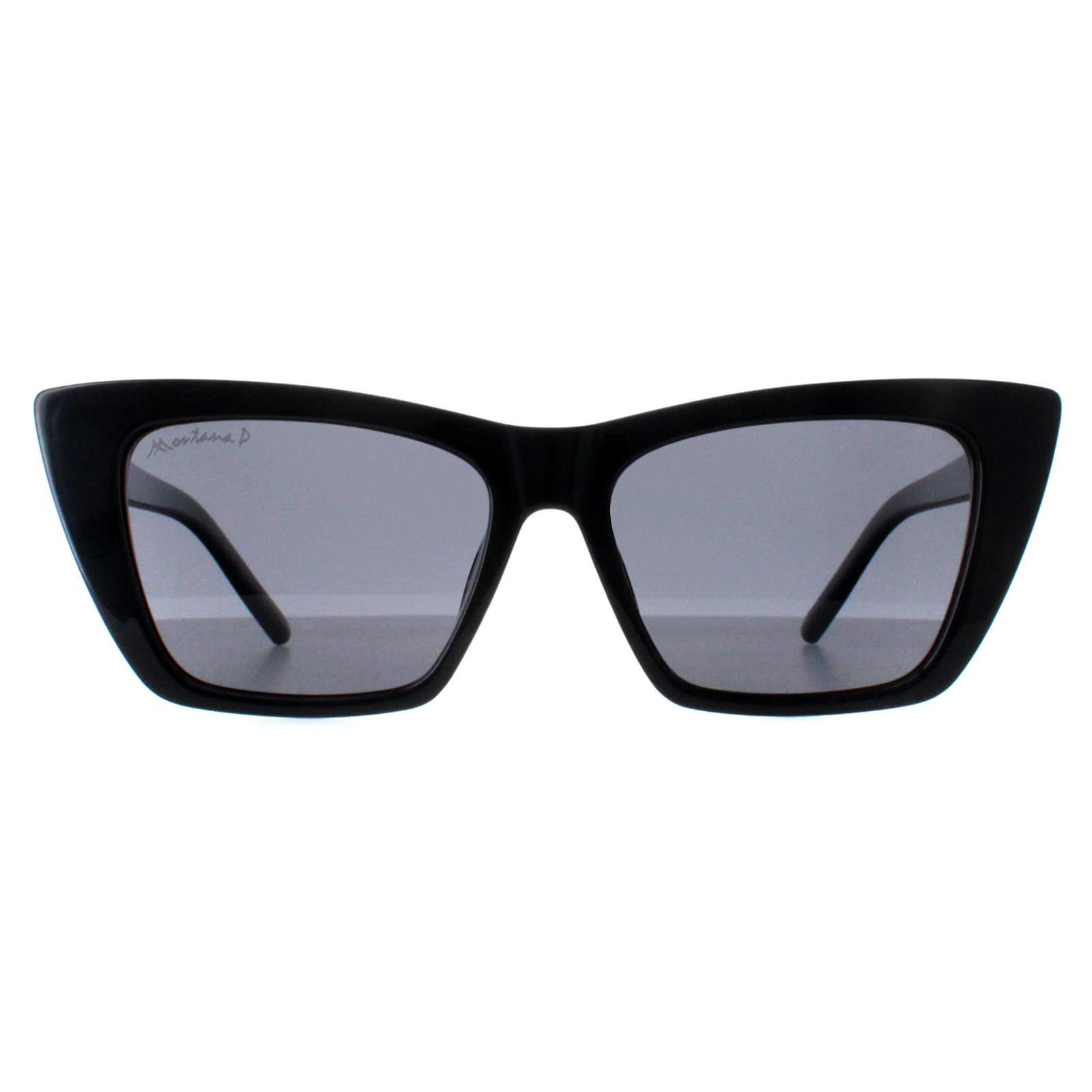 Montana Cat Eye Womens Shiny Black Smoke Polarized MP64