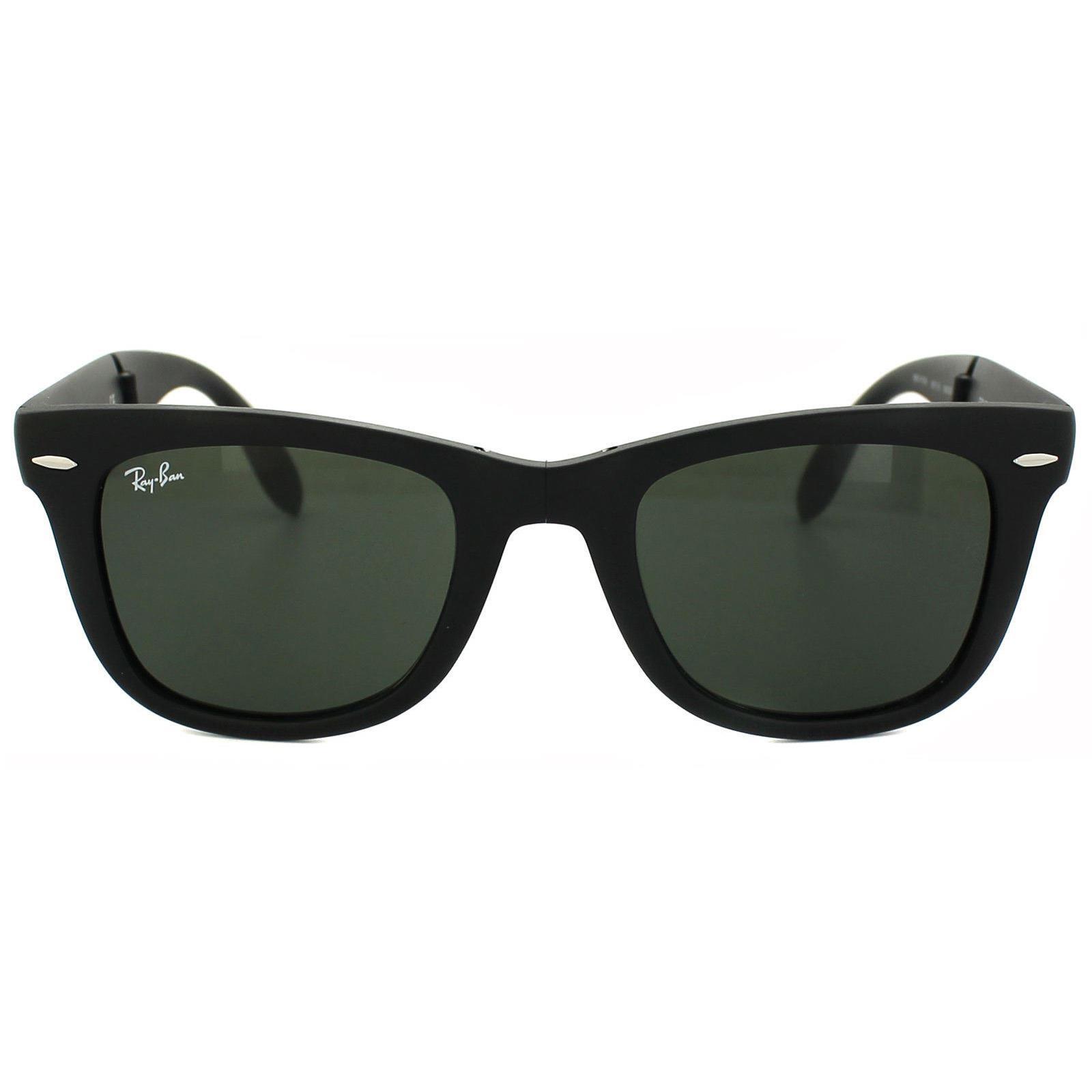 Ray-Ban Rectangle Unisex Matt Black Green Sunglasses