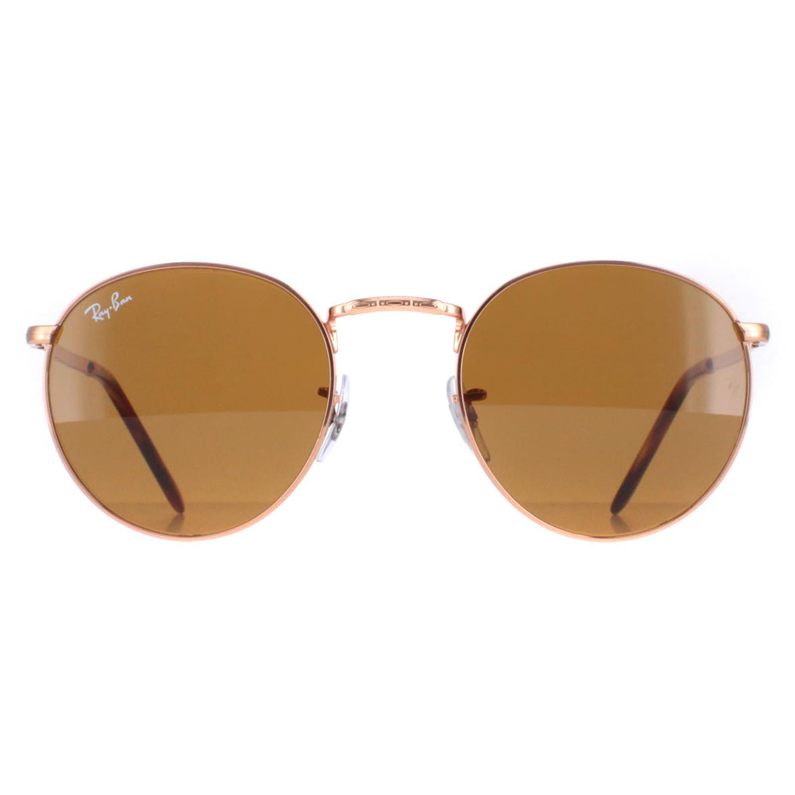 Ray-Ban Round Unisex Rose Gold Brown RB3637 New Round