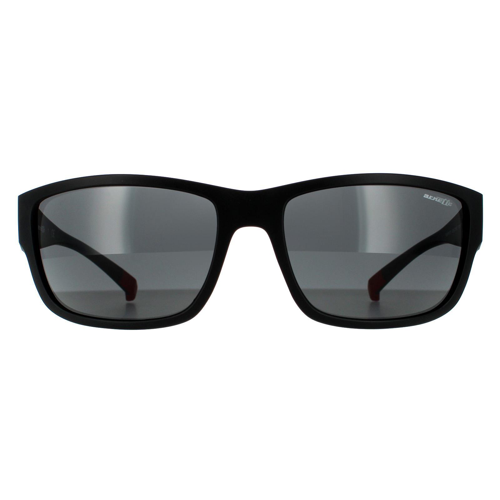 Arnette Rectangle Mens Matte Black Dark Grey Sunglasses