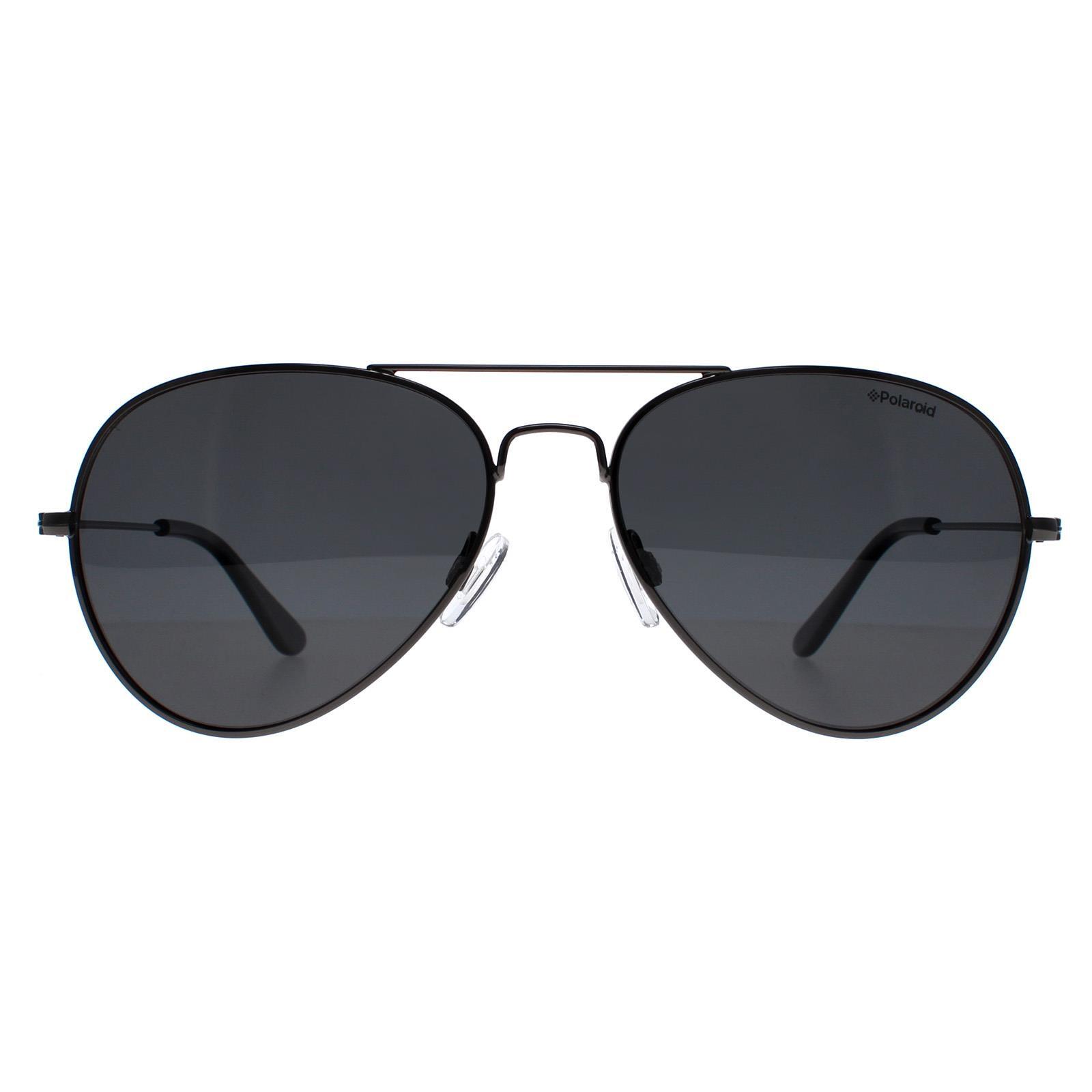 Polaroid Aviator Unisex Ruthenium Grey Grey Polarized Sunglasses
